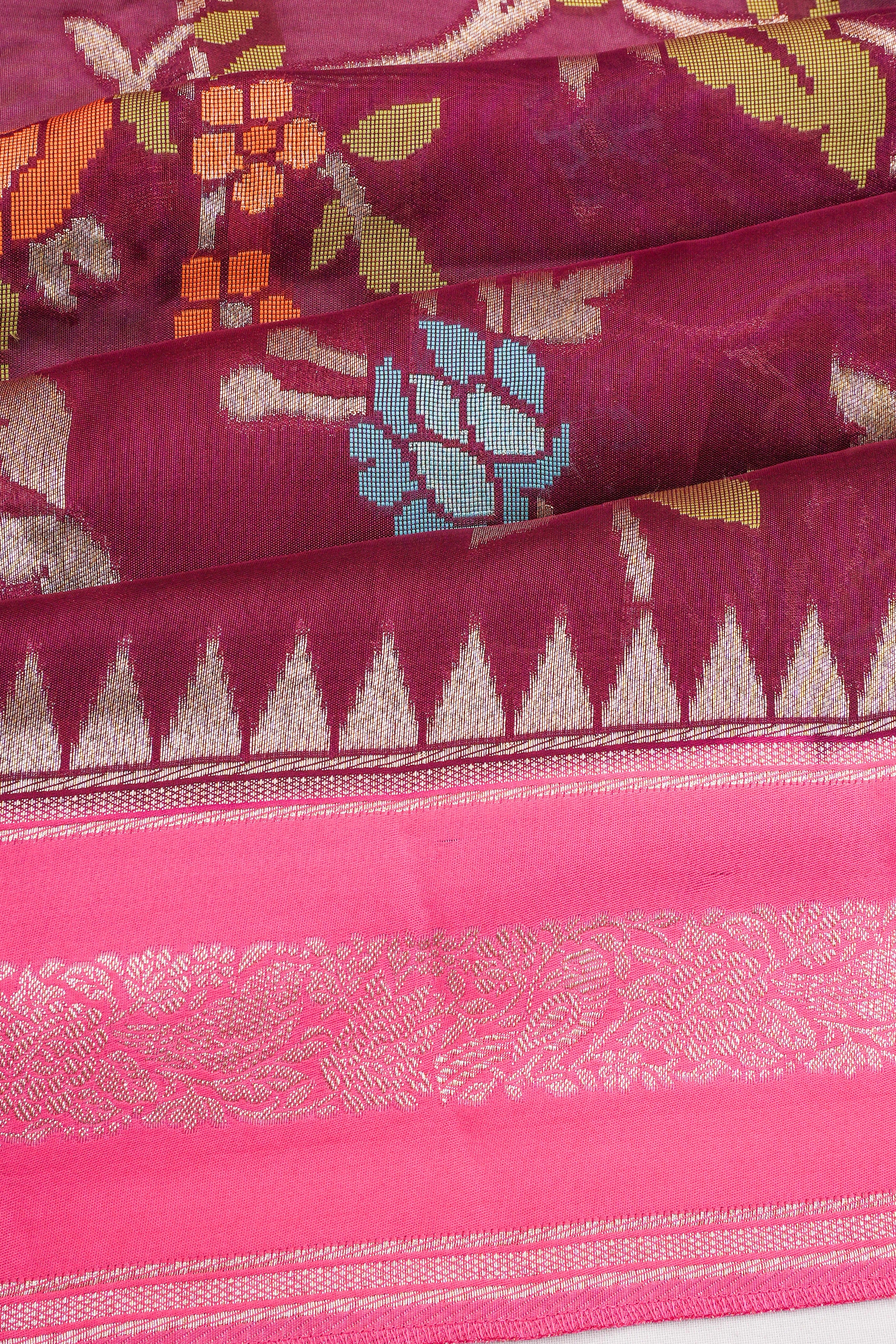 Viscose Tussar Jaal Deep Purple Saree