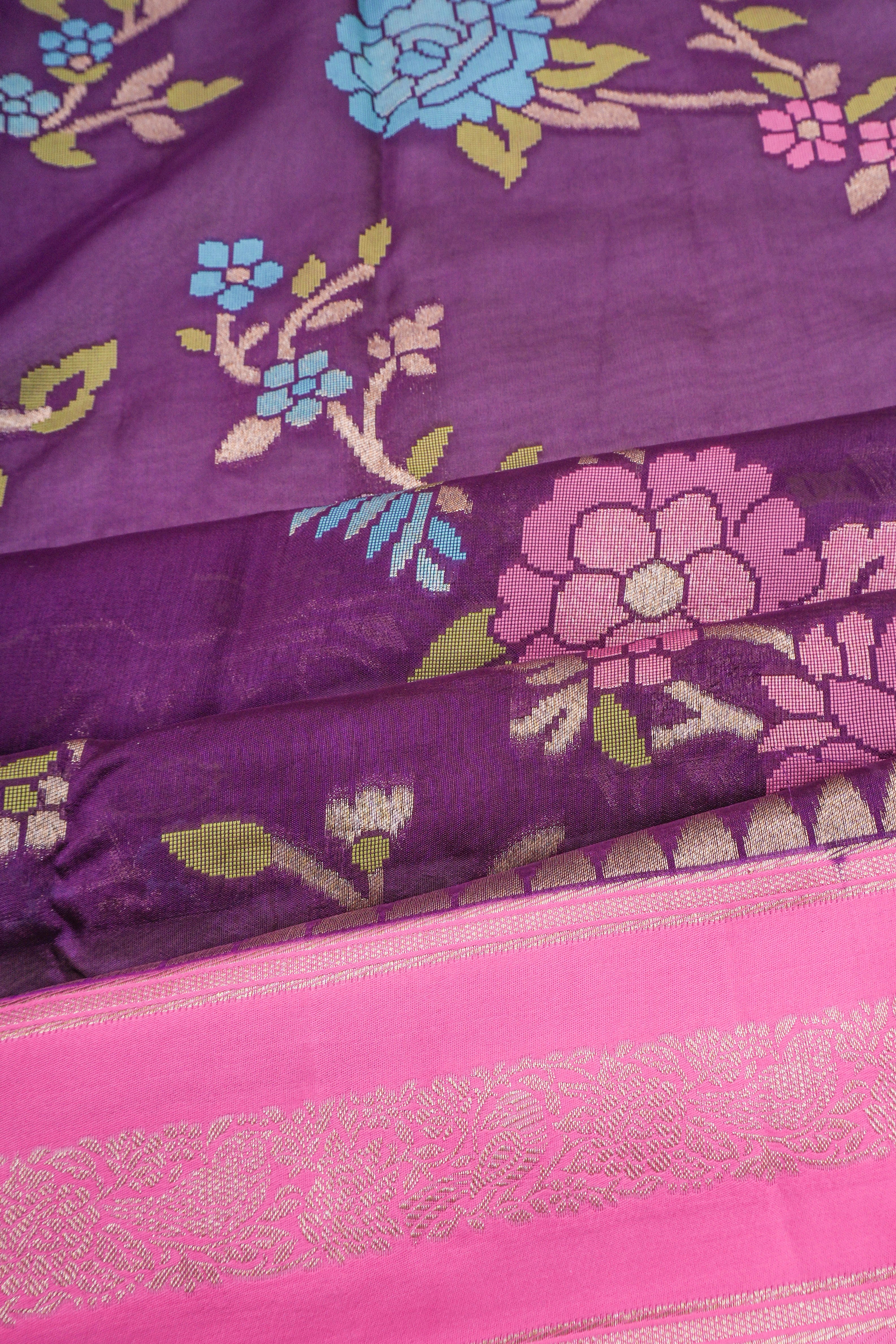 Viscose Tussar Jaal Violet Saree