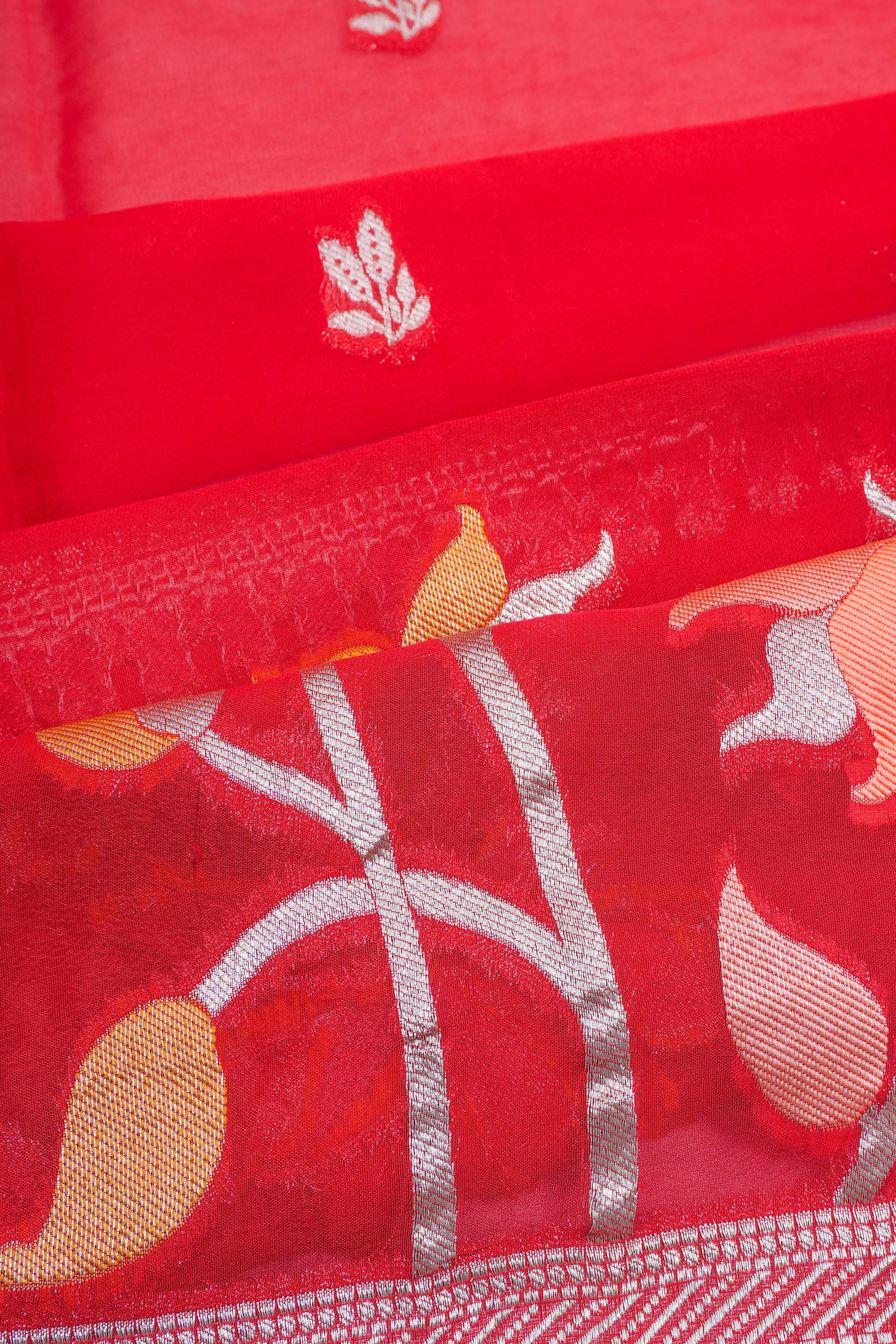 Viscose Georgette Butta Red Saree