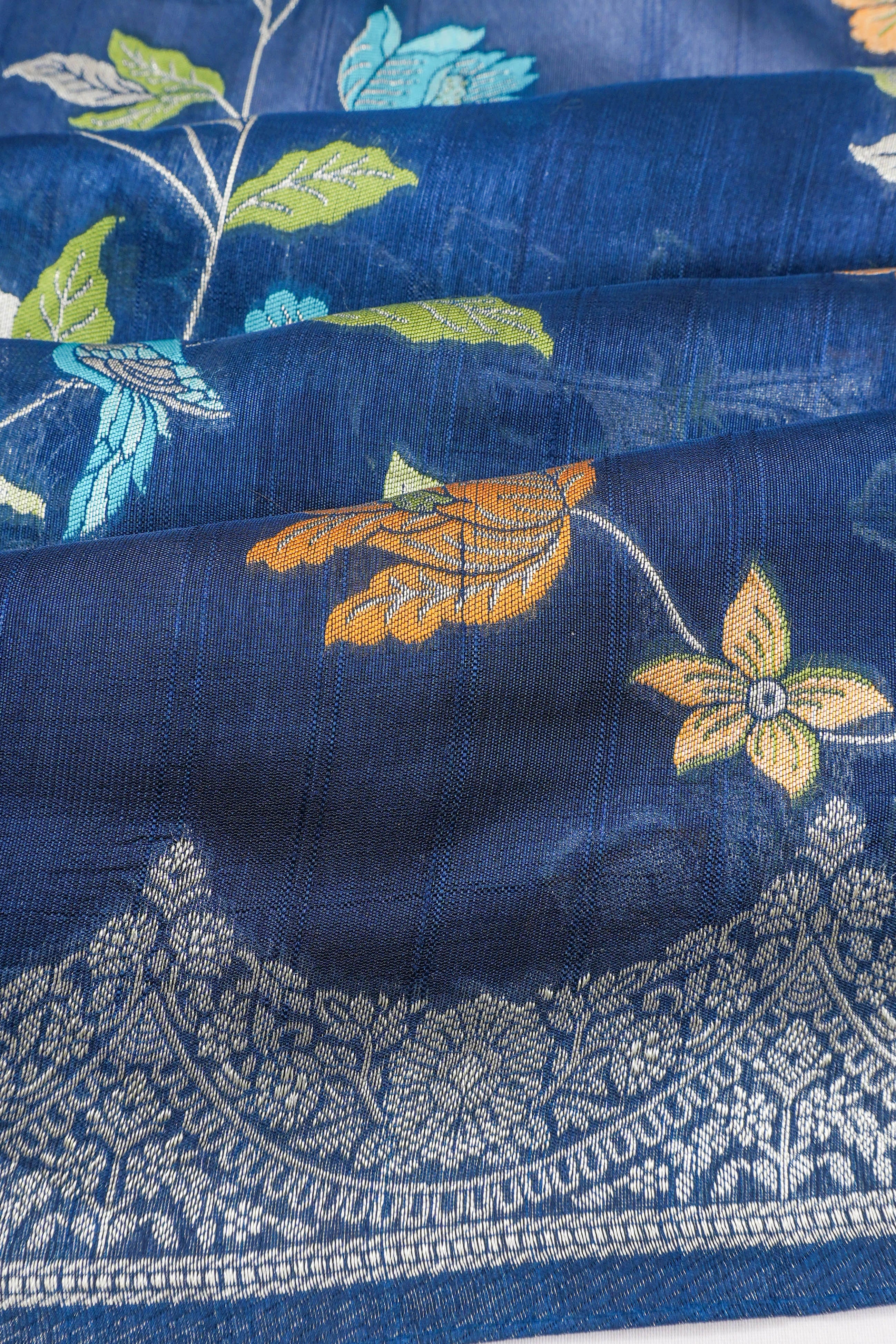 Viscose Tussar Jaal Blue Saree