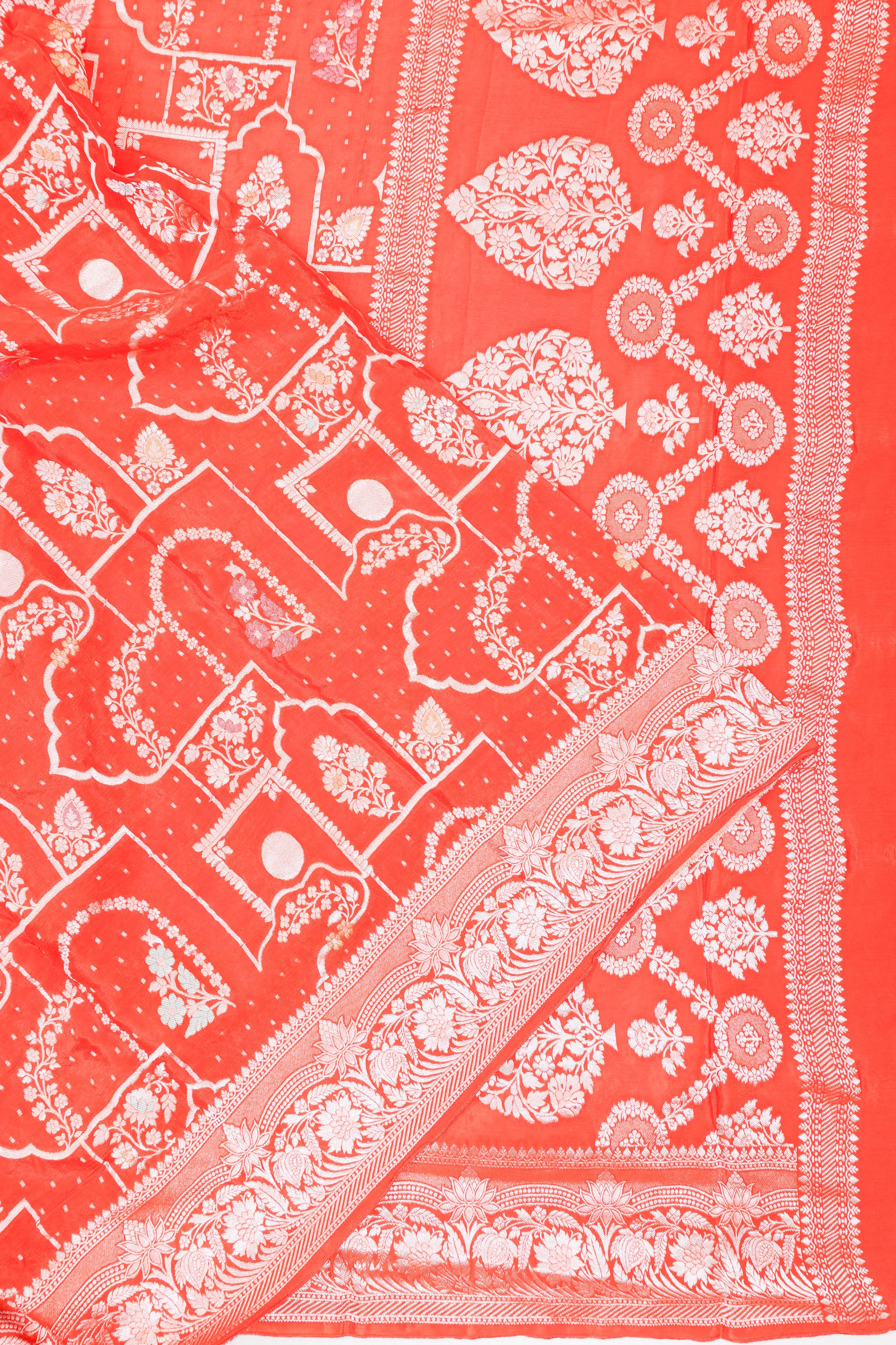 Viscose Georgette Brocade Orange Saree