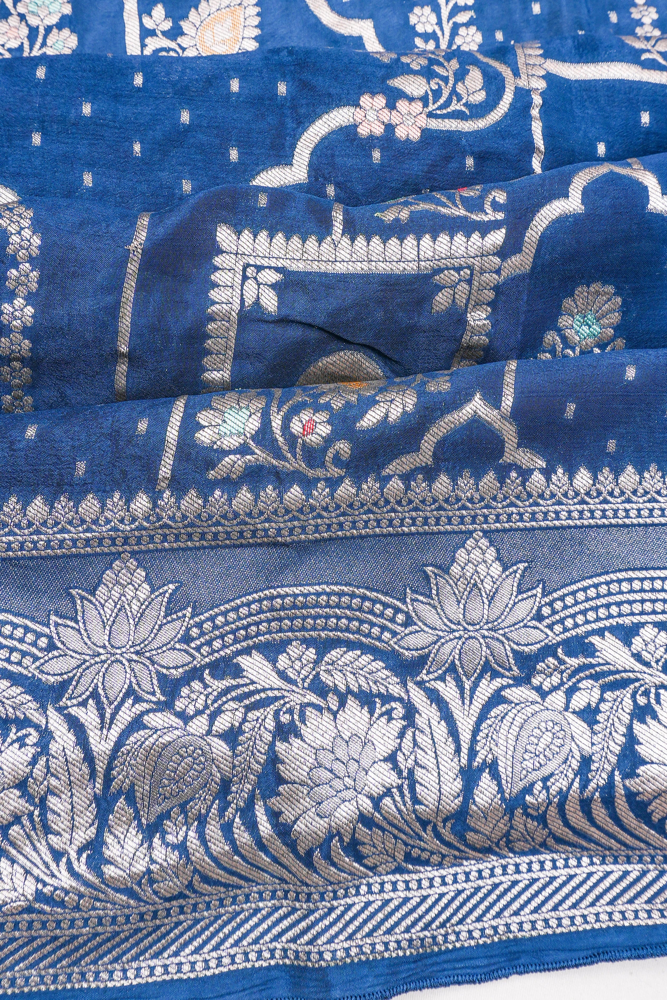 Viscose Georgette Brocade Aqua Blue Saree