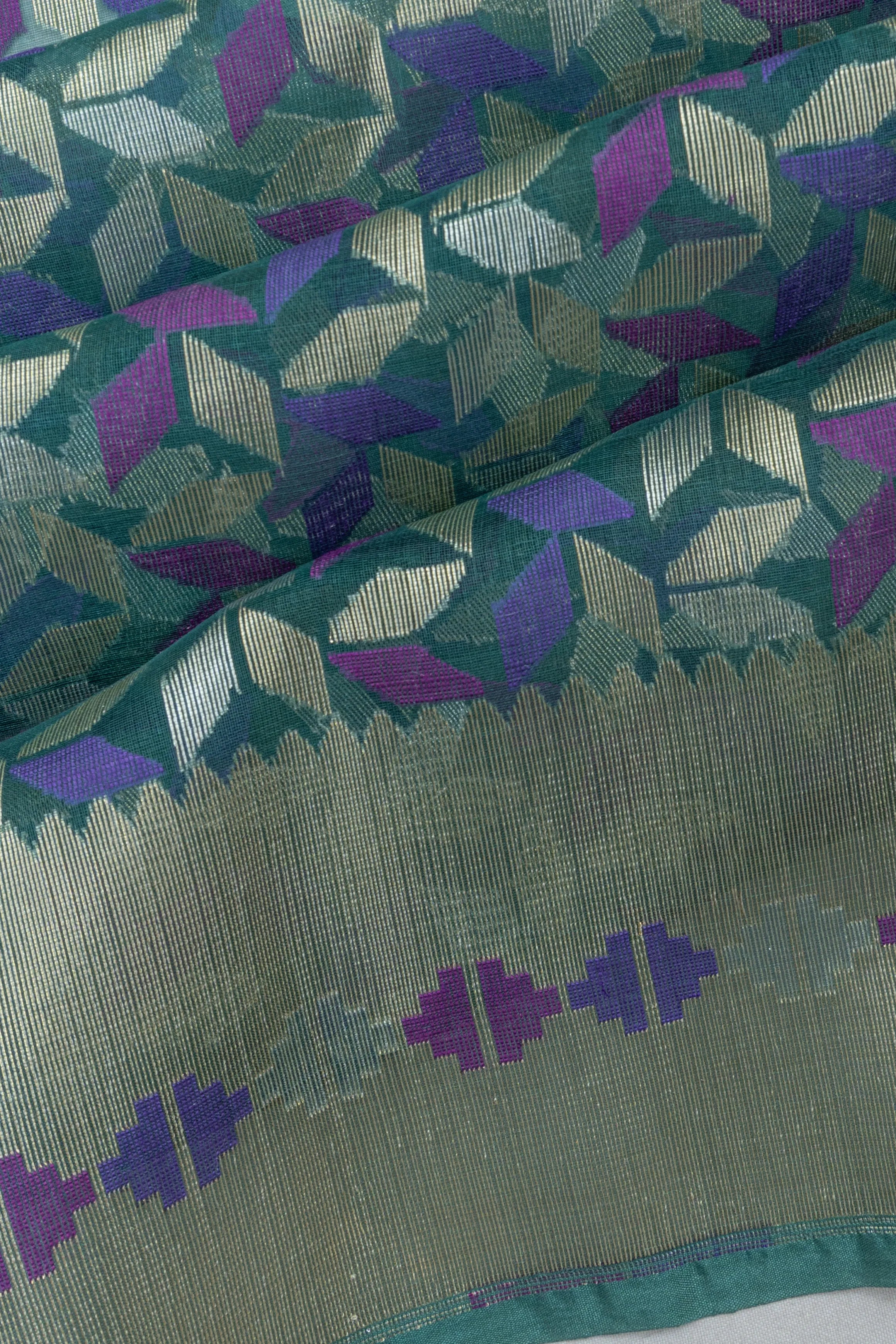 Banarasi Kora Organza Brocade Teal Blue Saree