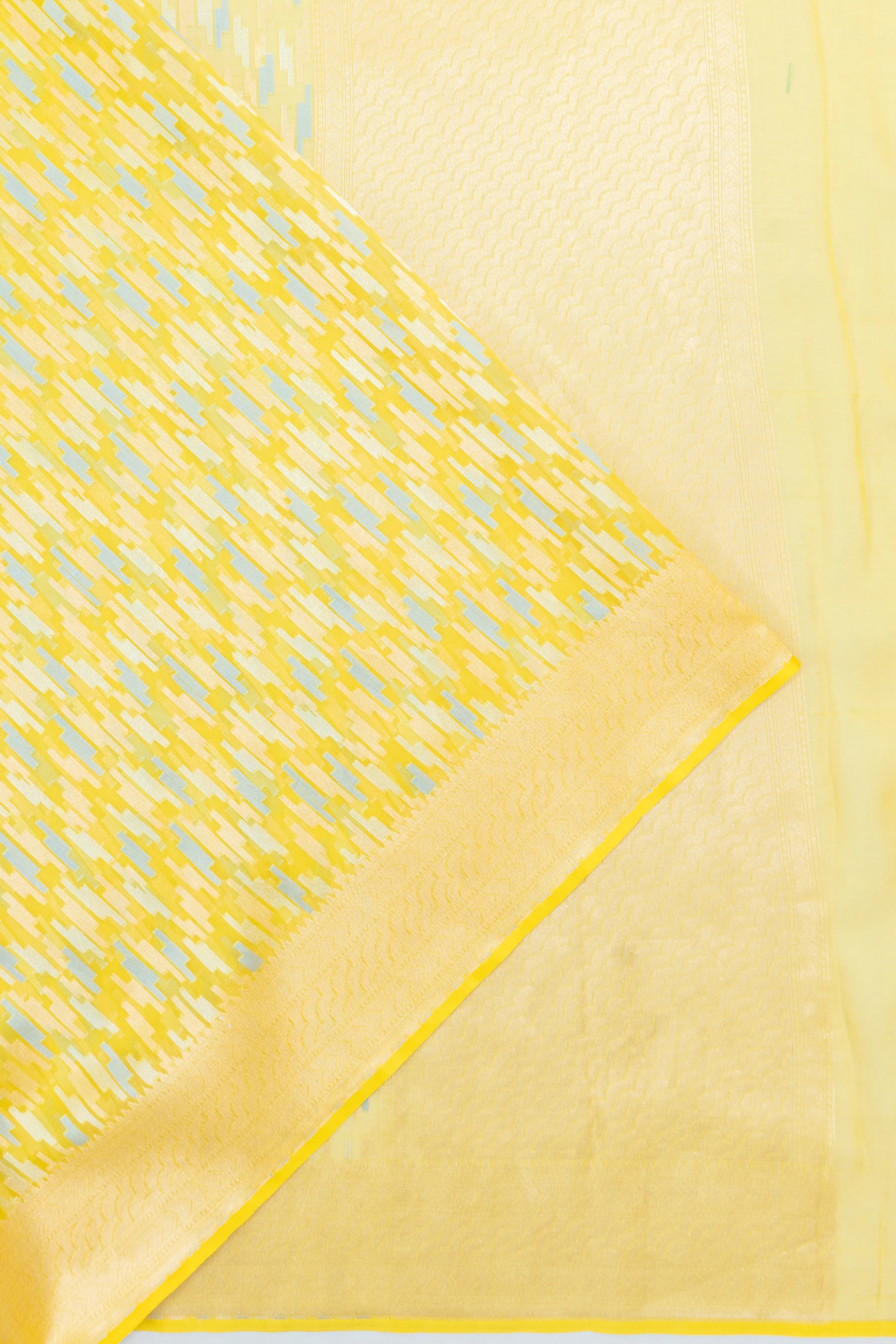 Banarasi Kora Organza Brocade Yellow Saree