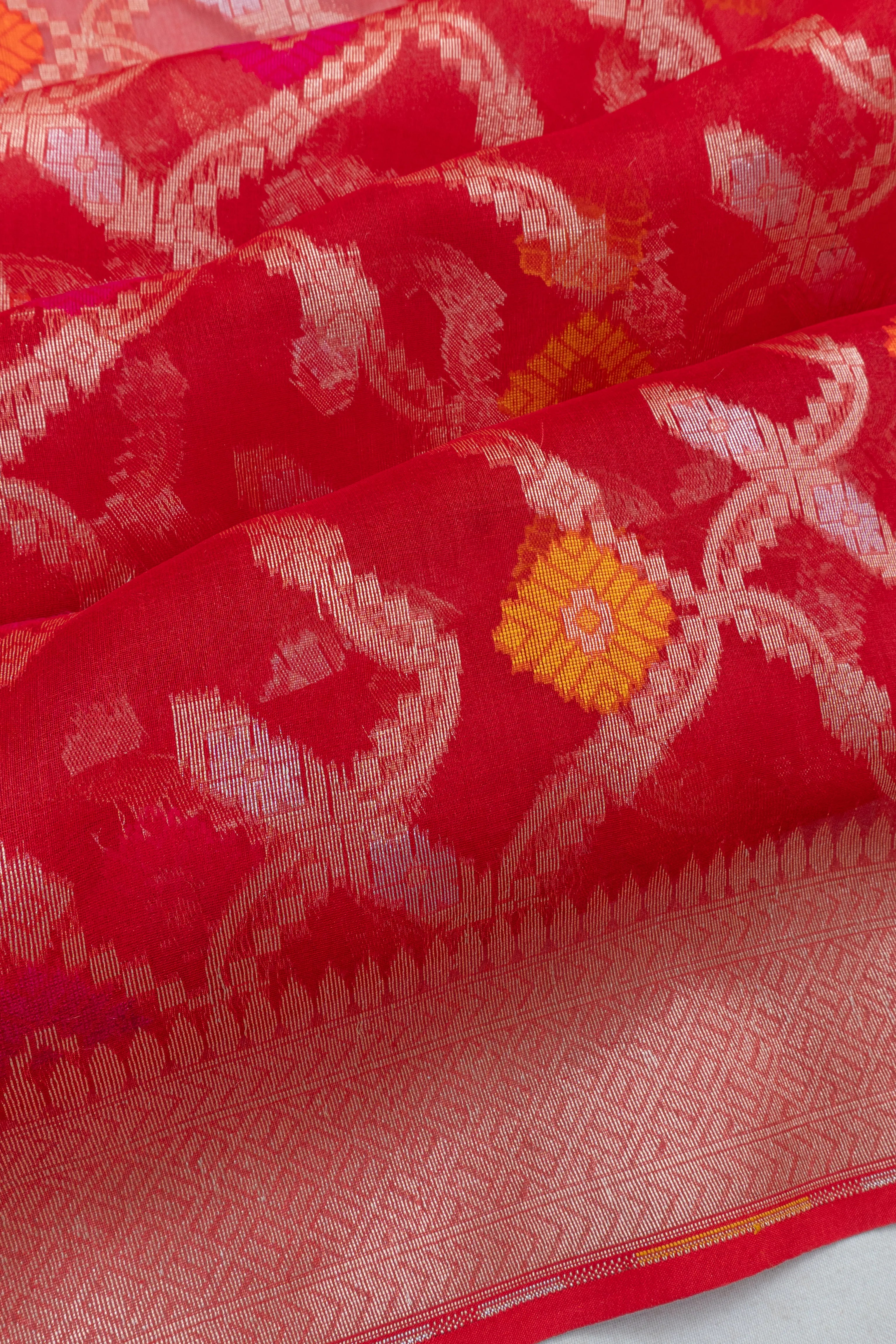 Banarasi Kora Organza Brocade Red Saree