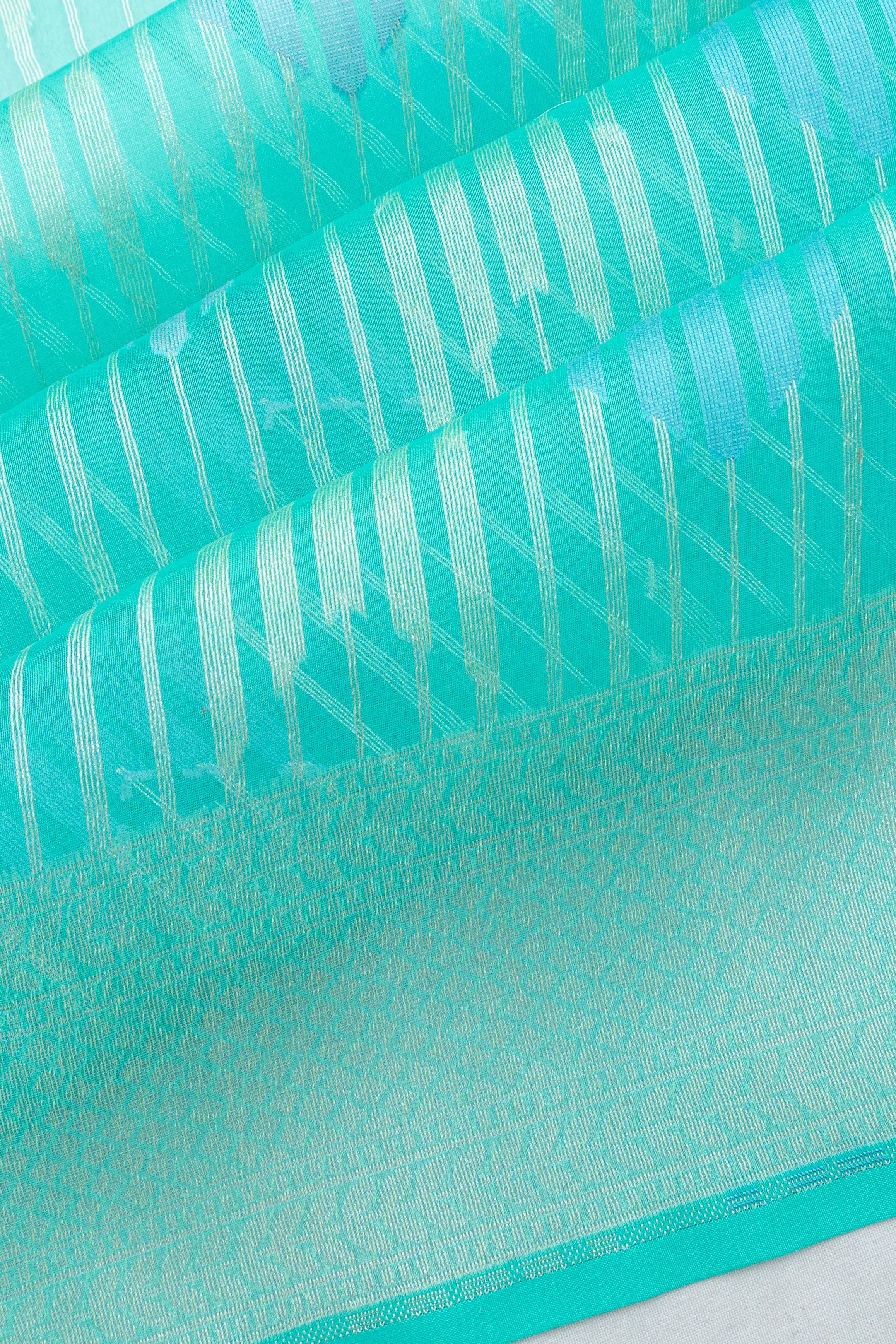 Banarasi Kora Organza Brocade Sea Blue Saree