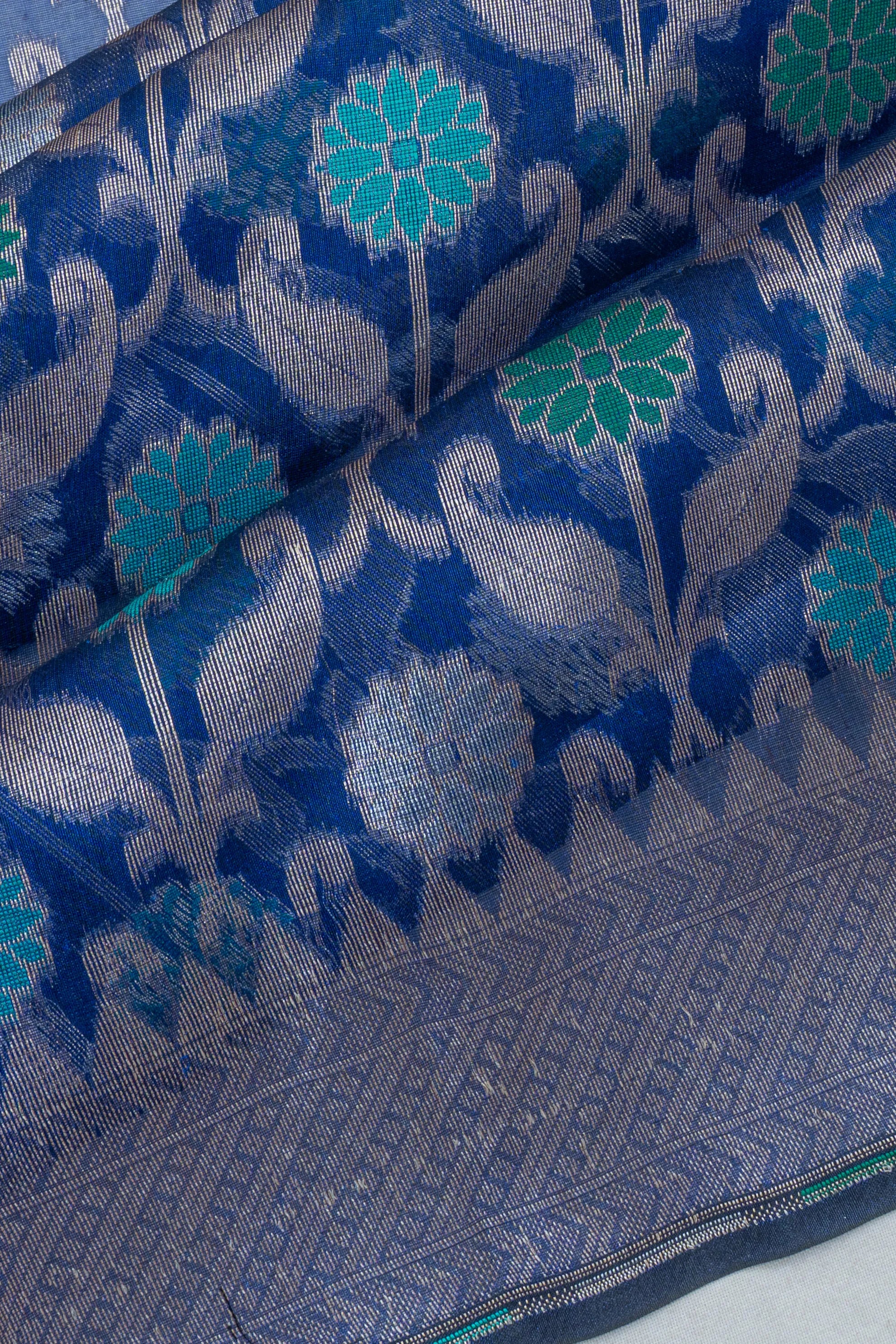 Banarasi Kora Organza Brocade Blue Saree