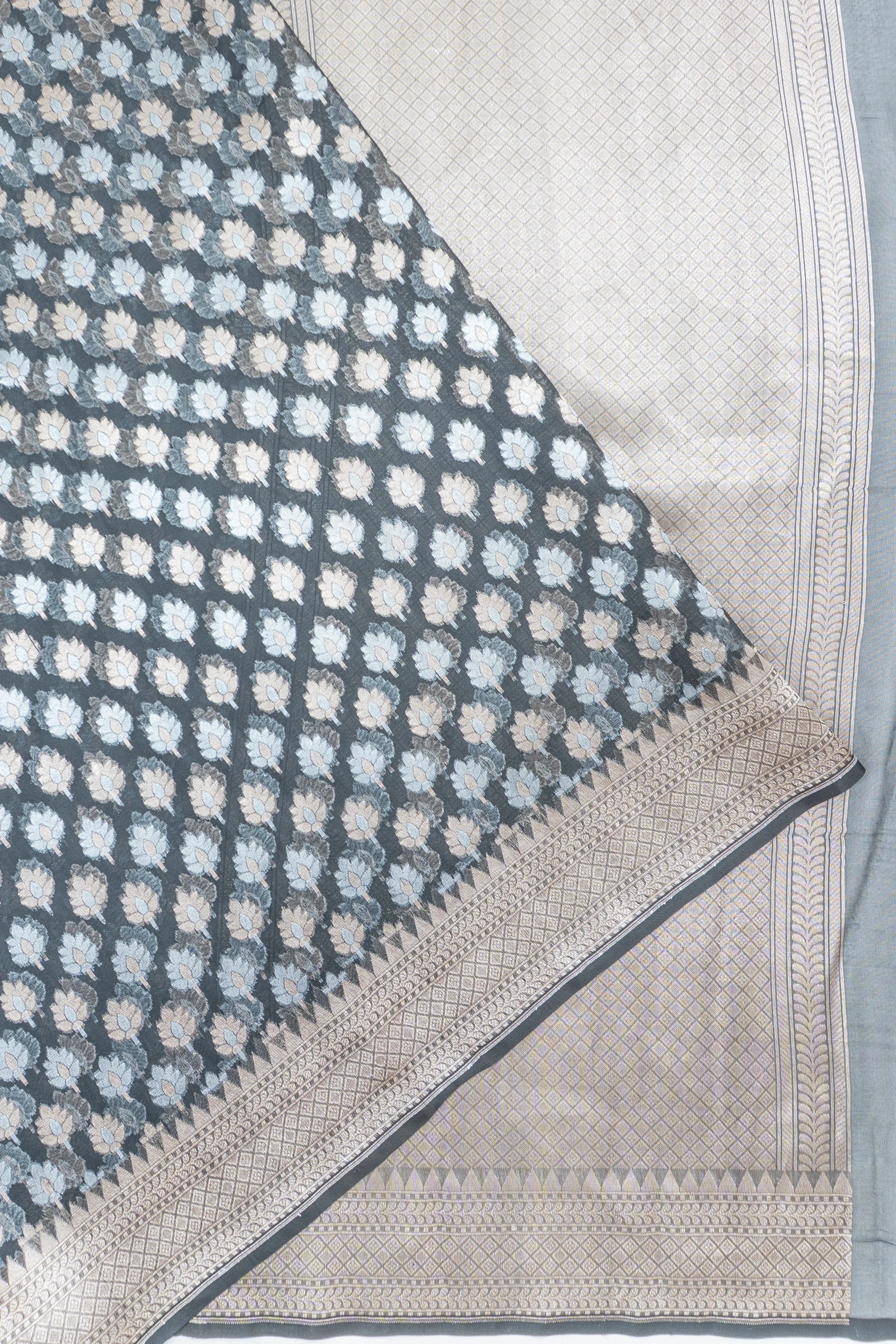 Banarasi Kora Organza Brocade Grey Saree