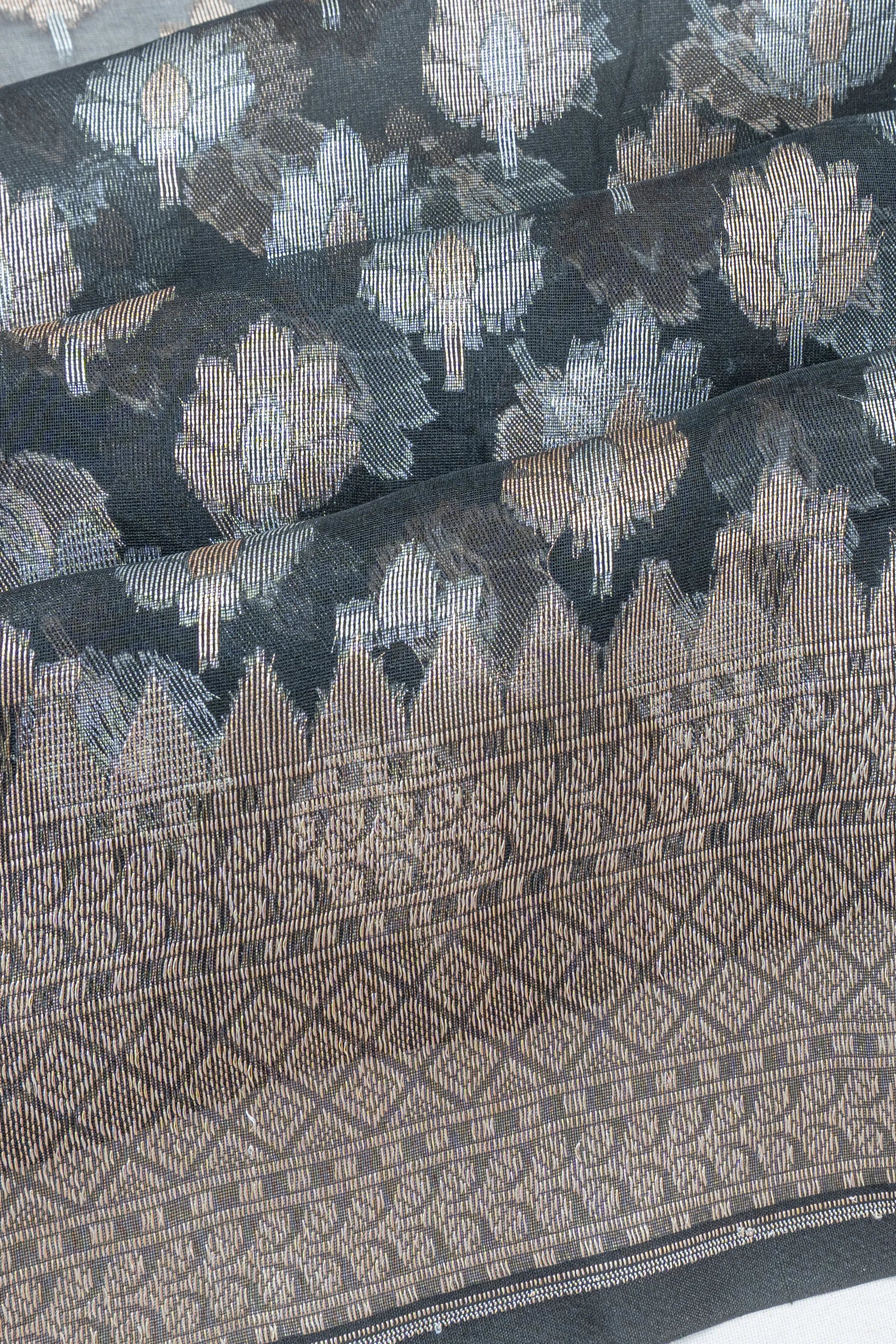 Banarasi Kora Organza Brocade Grey Saree