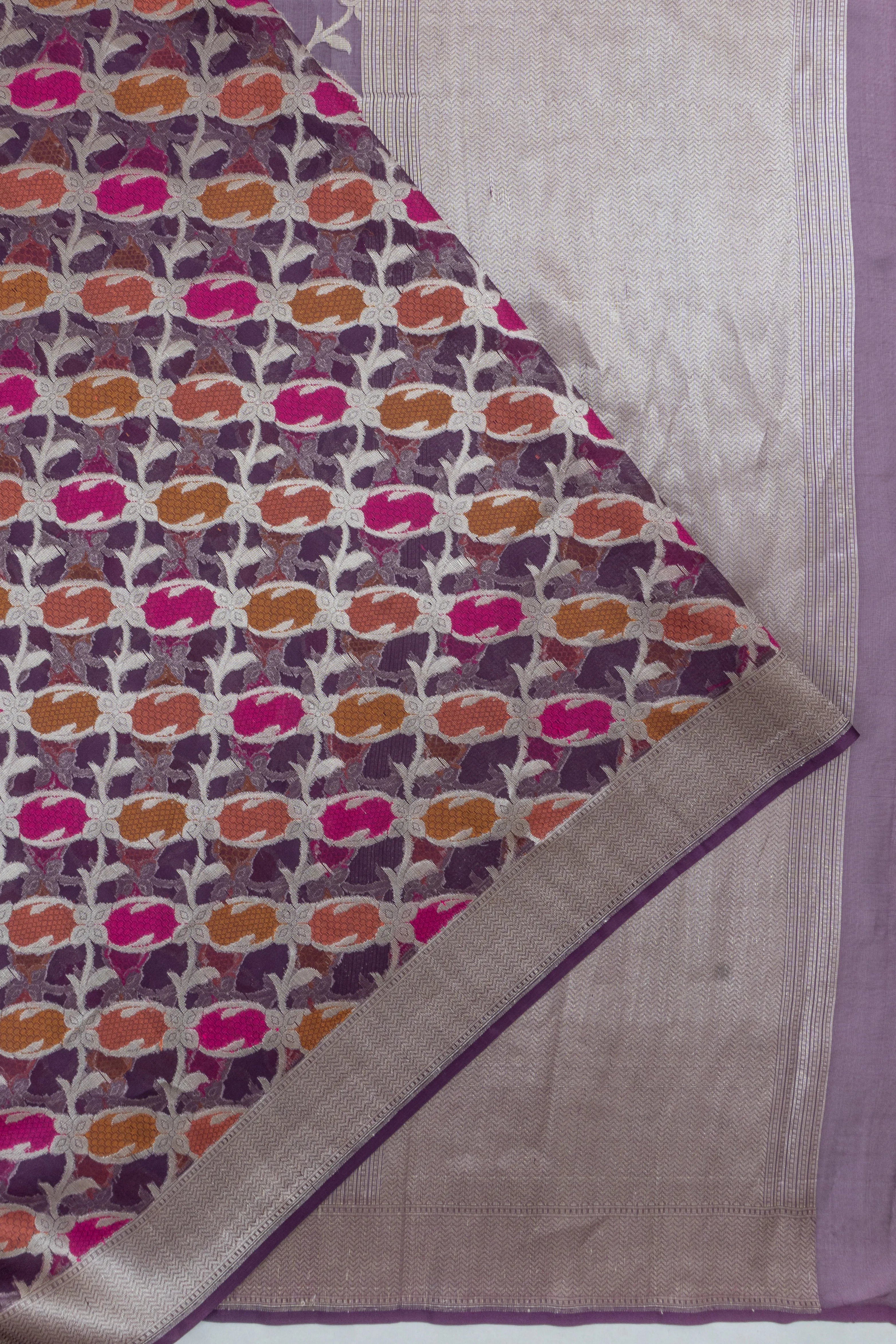 Banarasi Kora Organza Brocade Purple Saree