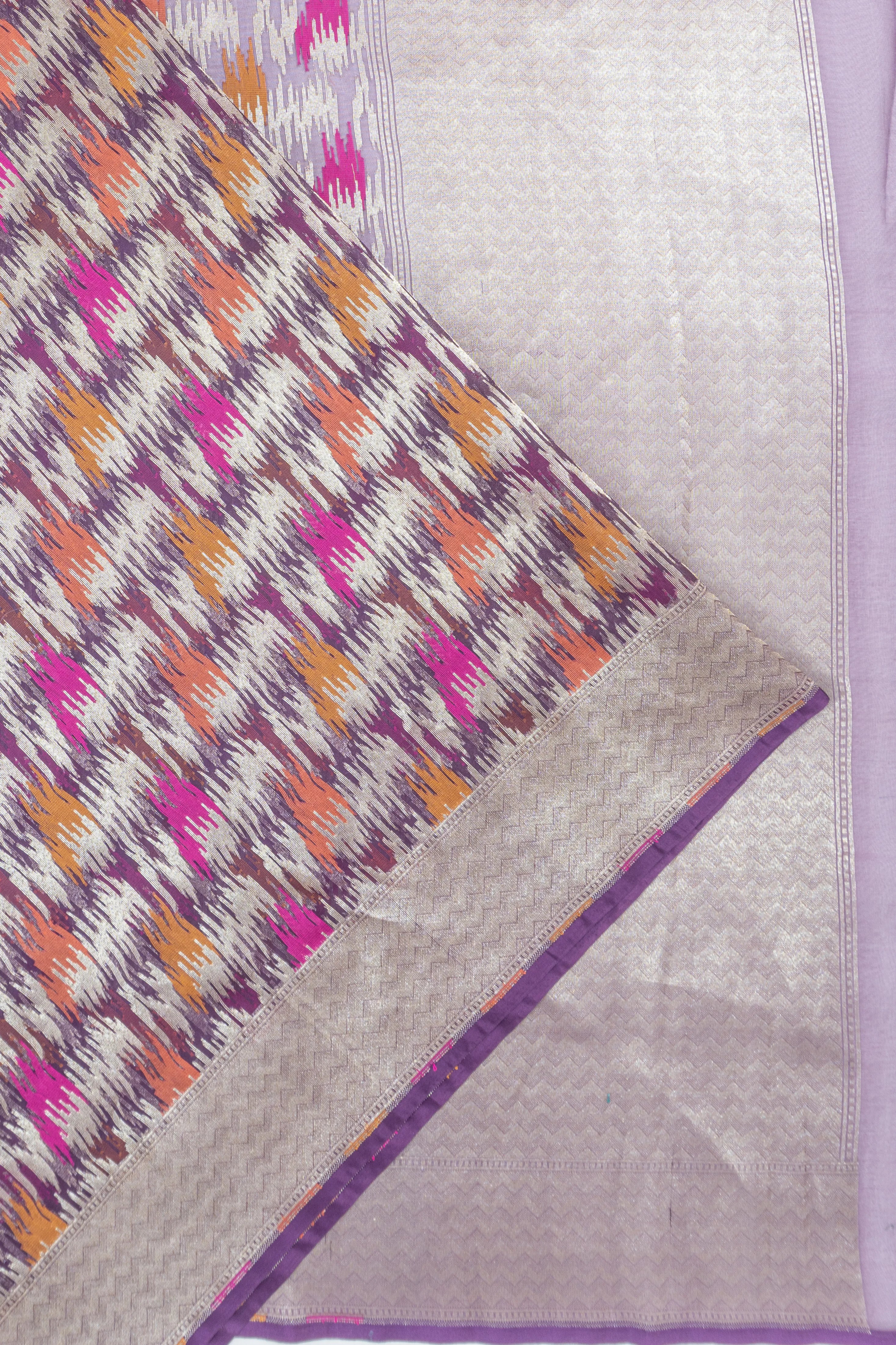 Banarasi Kora Organza Brocade Purple Saree