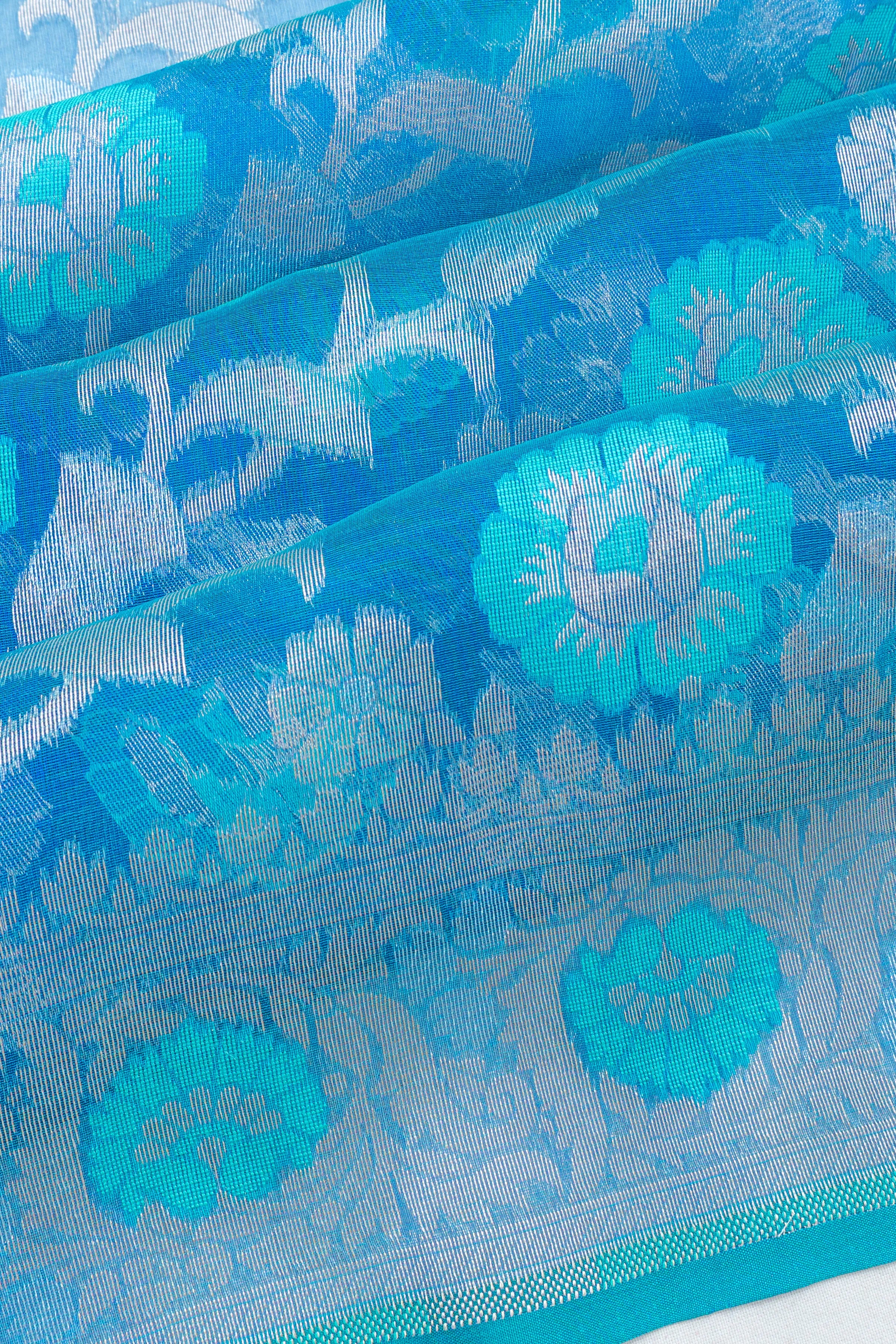 Banarasi Kora Organza Brocade Blue Saree