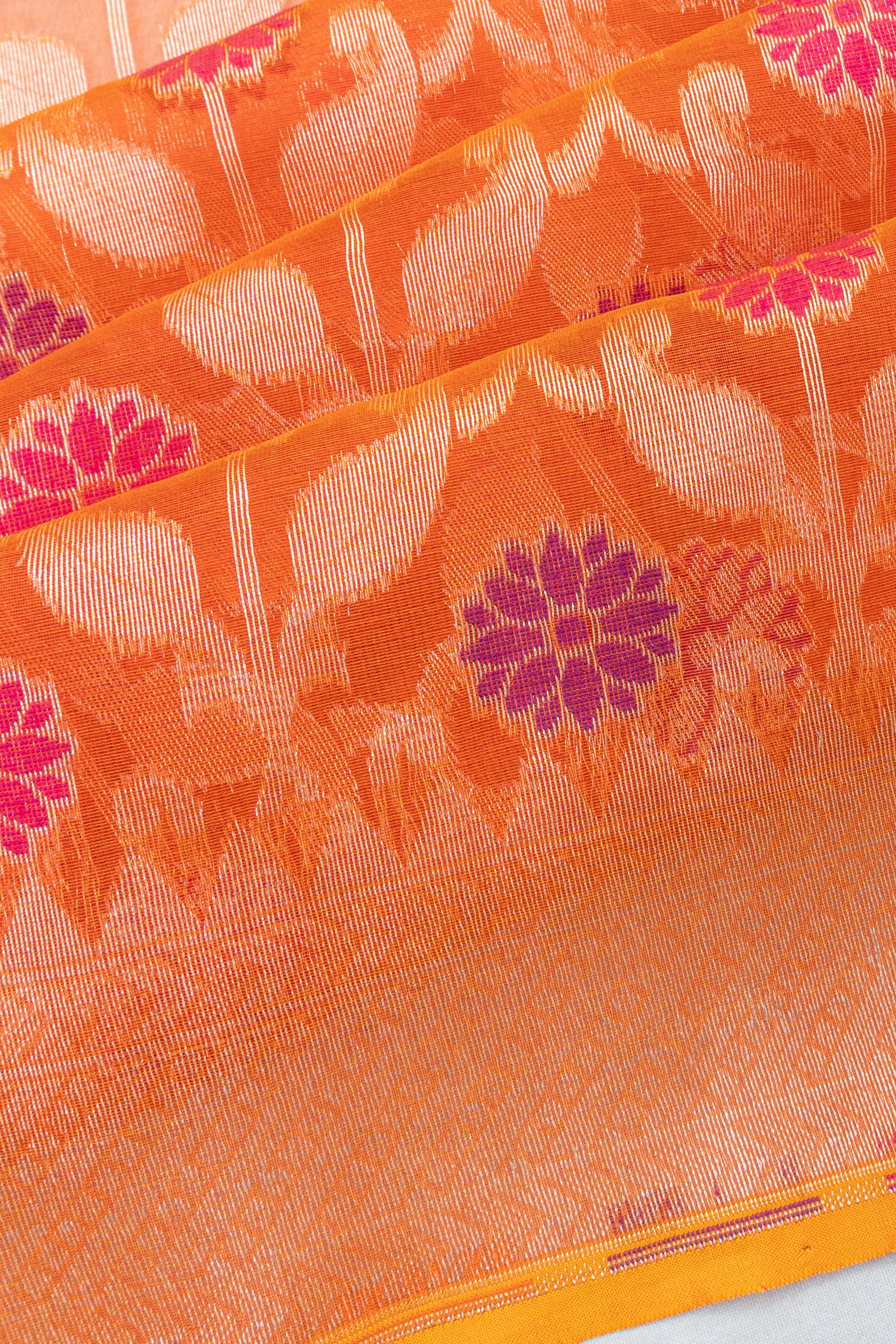 Banarasi Kora Organza Brocade Orange Saree
