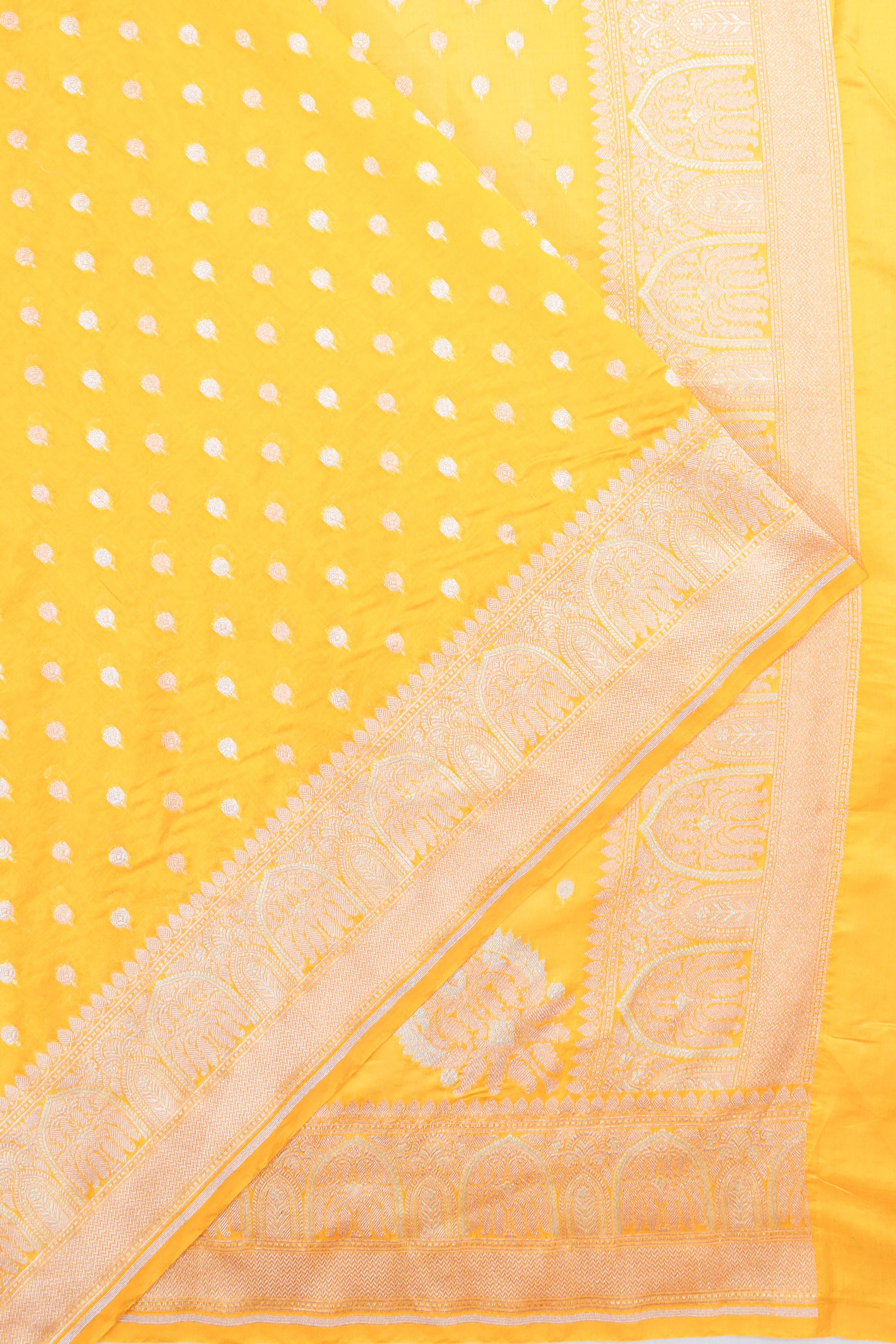 Banarasi Silk Butta Yellow Saree