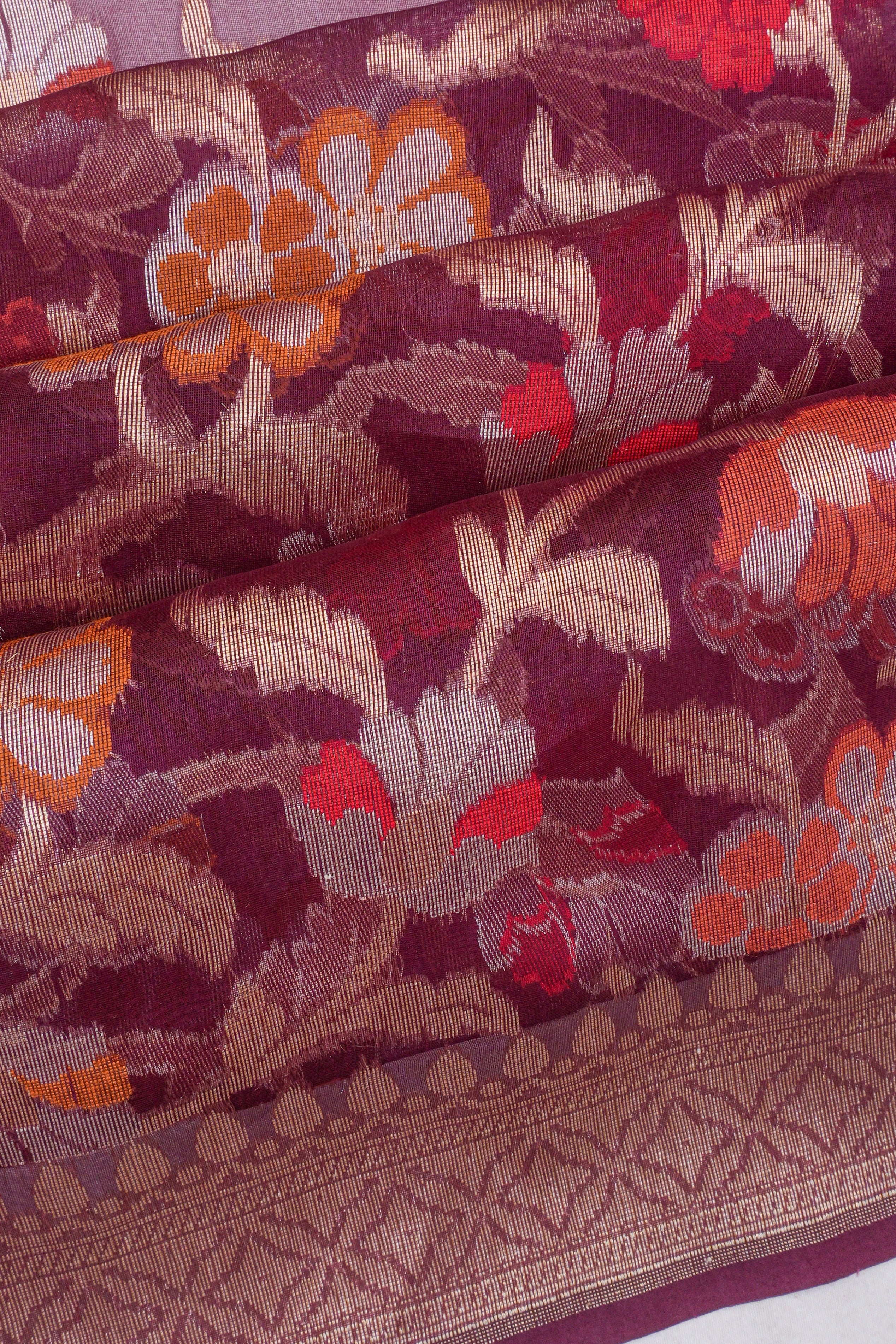 Banarasi Kora Organza Jaal Purple Saree