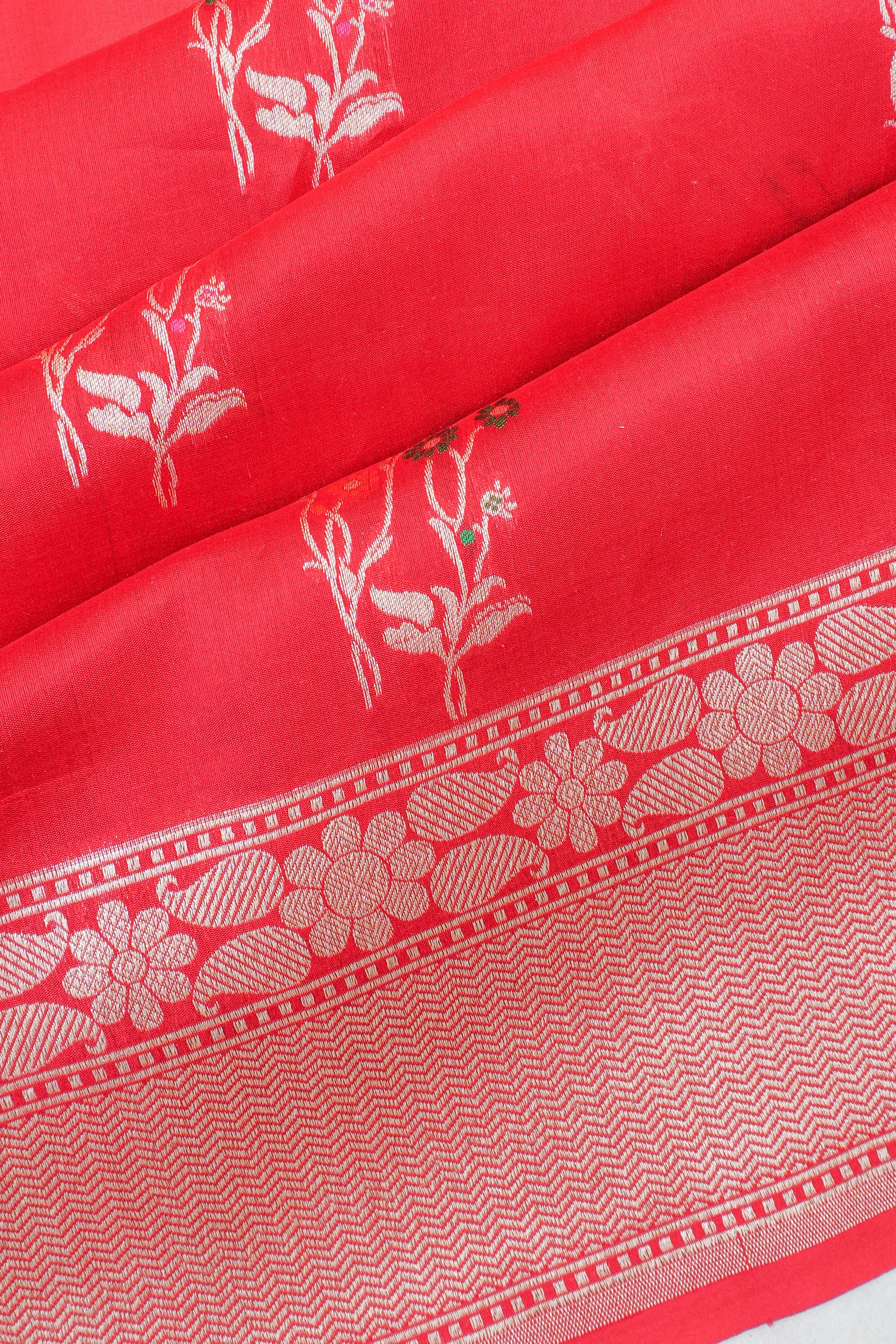 Banarasi Silk Butta Red Saree