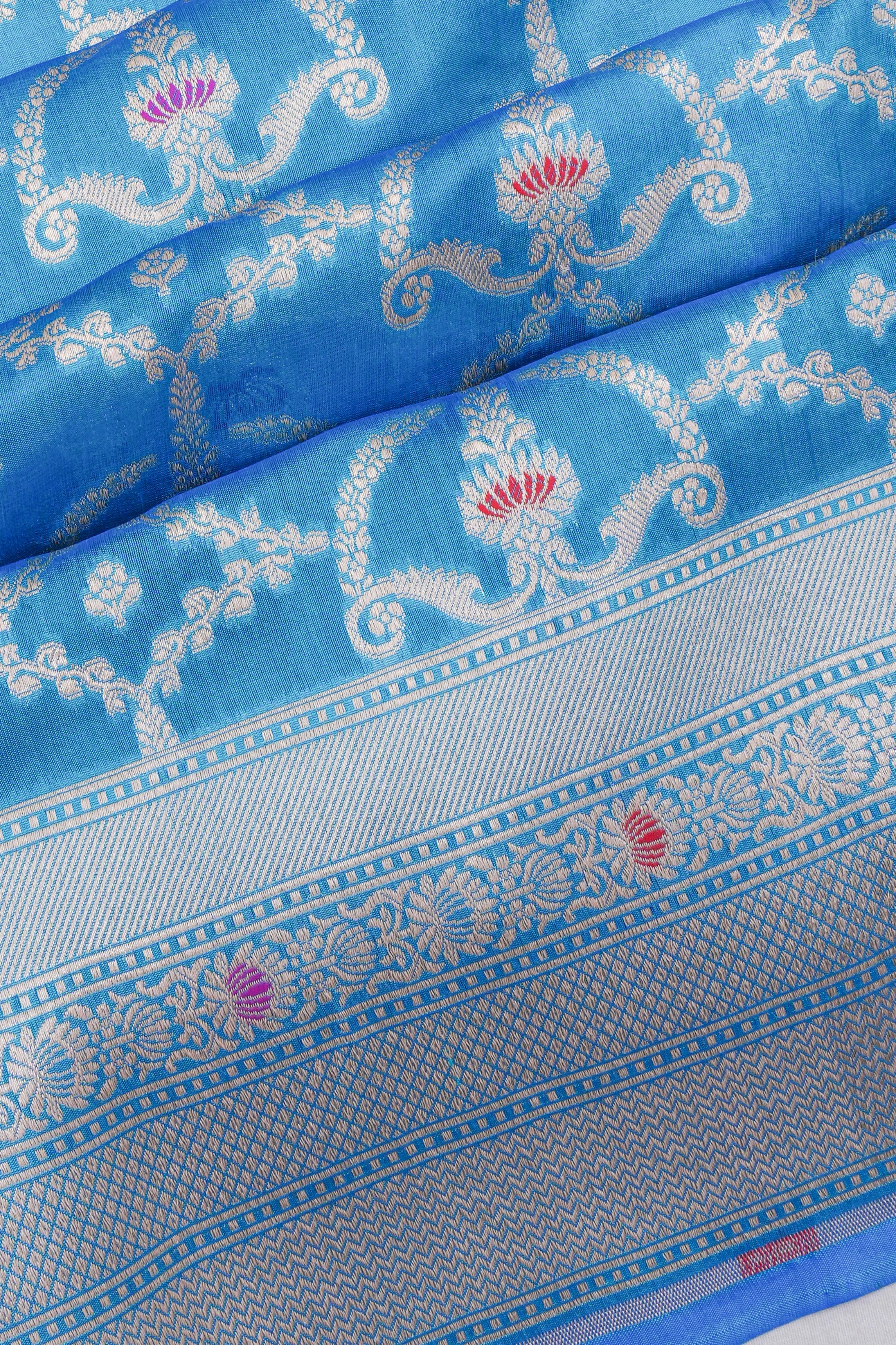 Banarasi Silk Brocade Sky Blue Saree