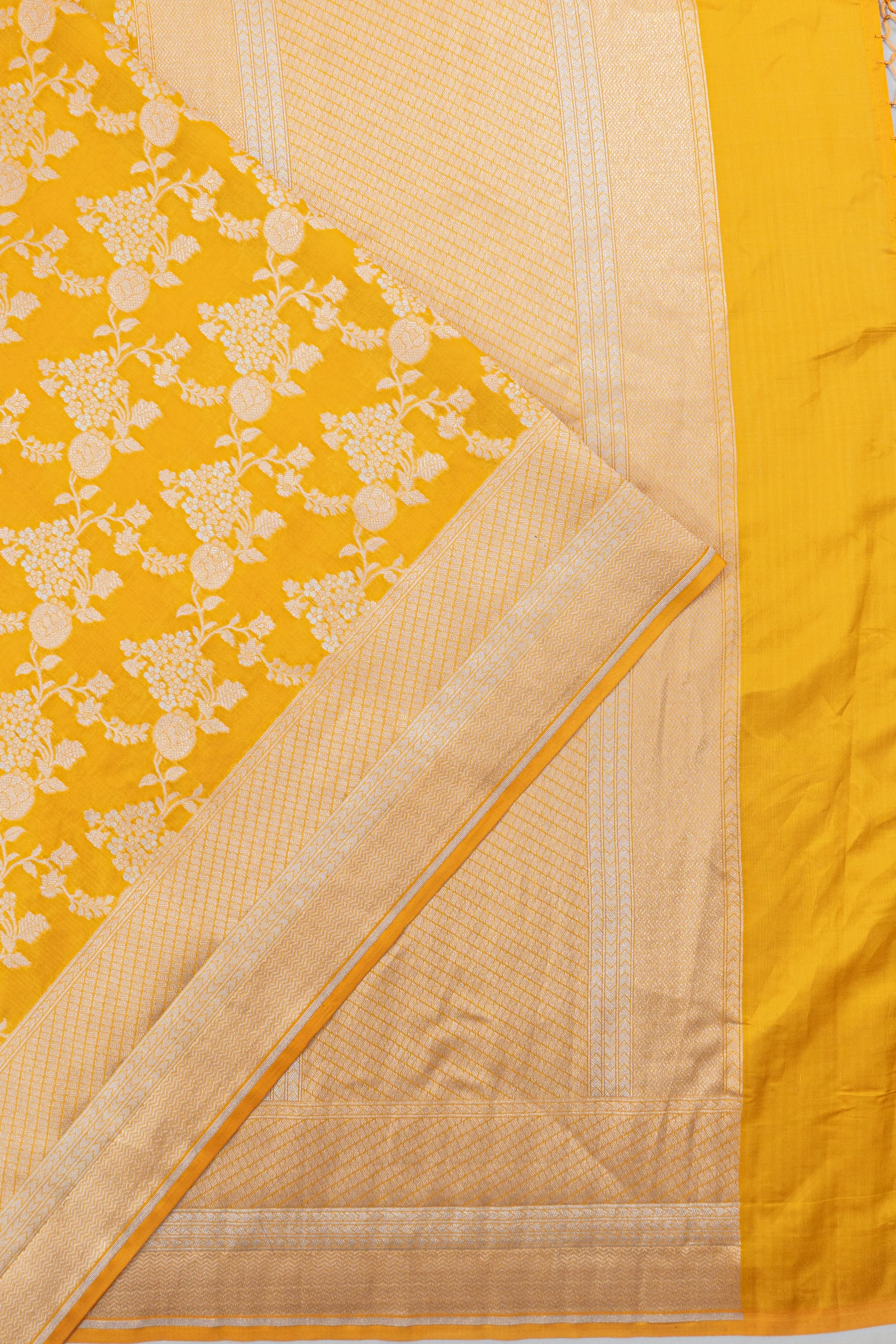 Banarasi Silk Jaal Yellow Saree