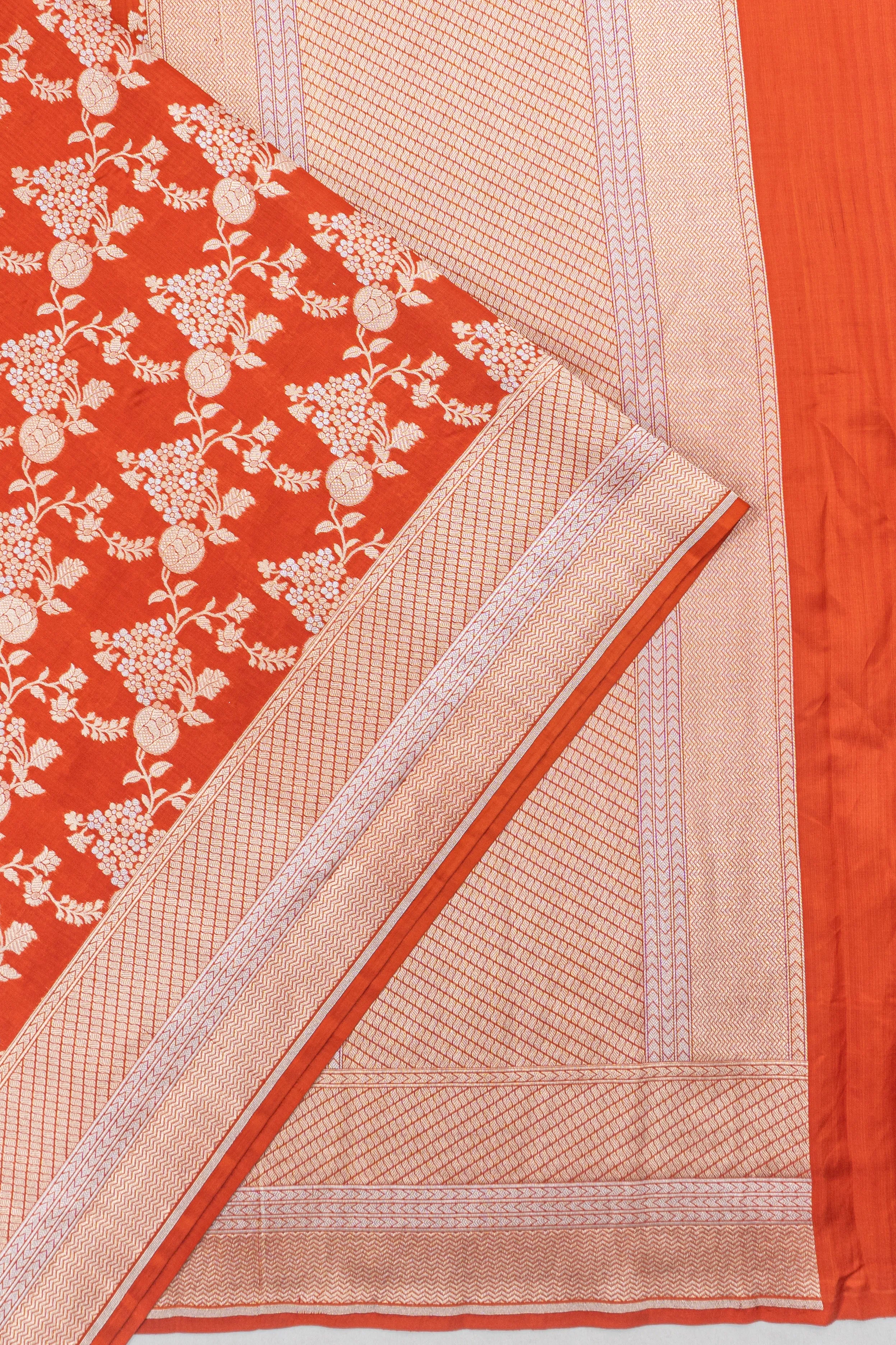 Banarasi Silk Jaal Red Saree