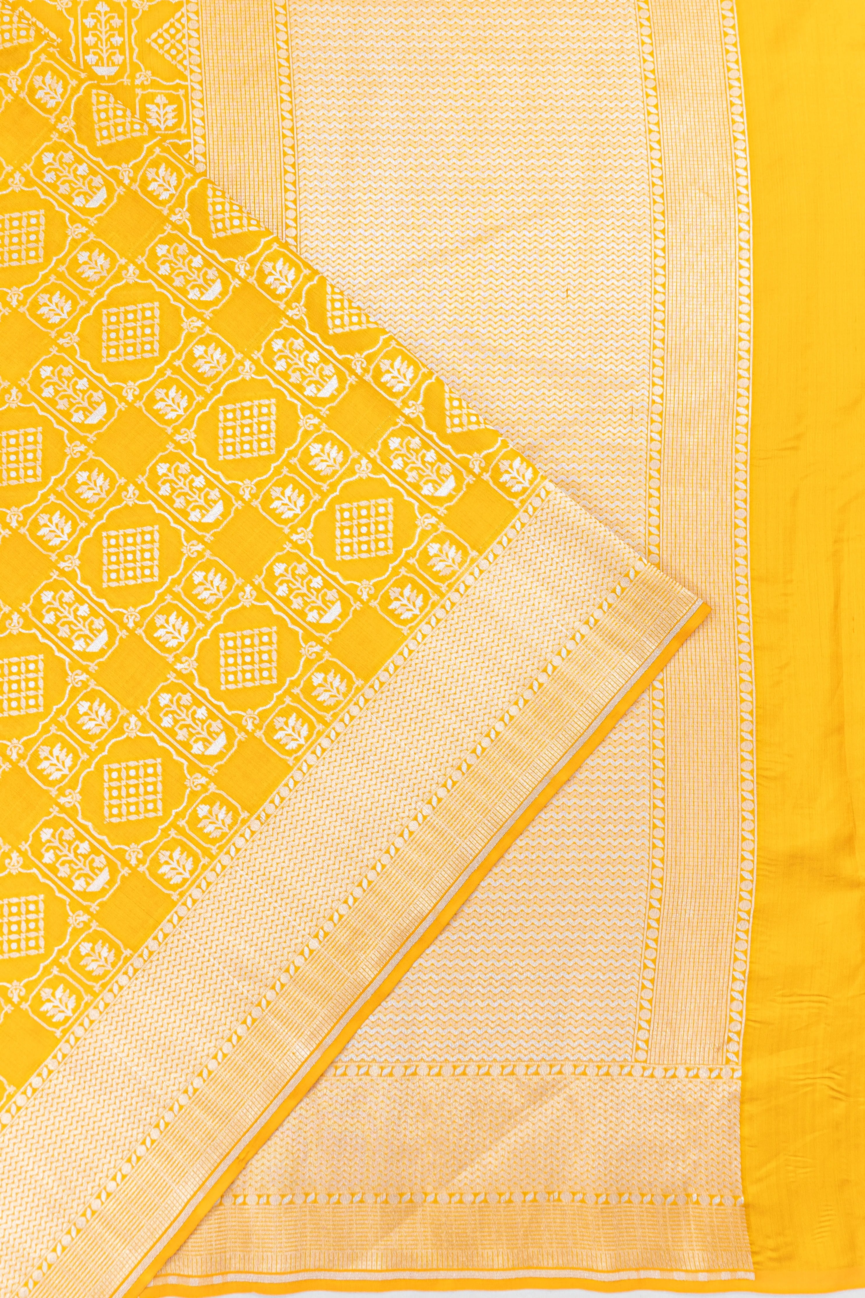 Banarasi Silk Brocade Yellow Saree
