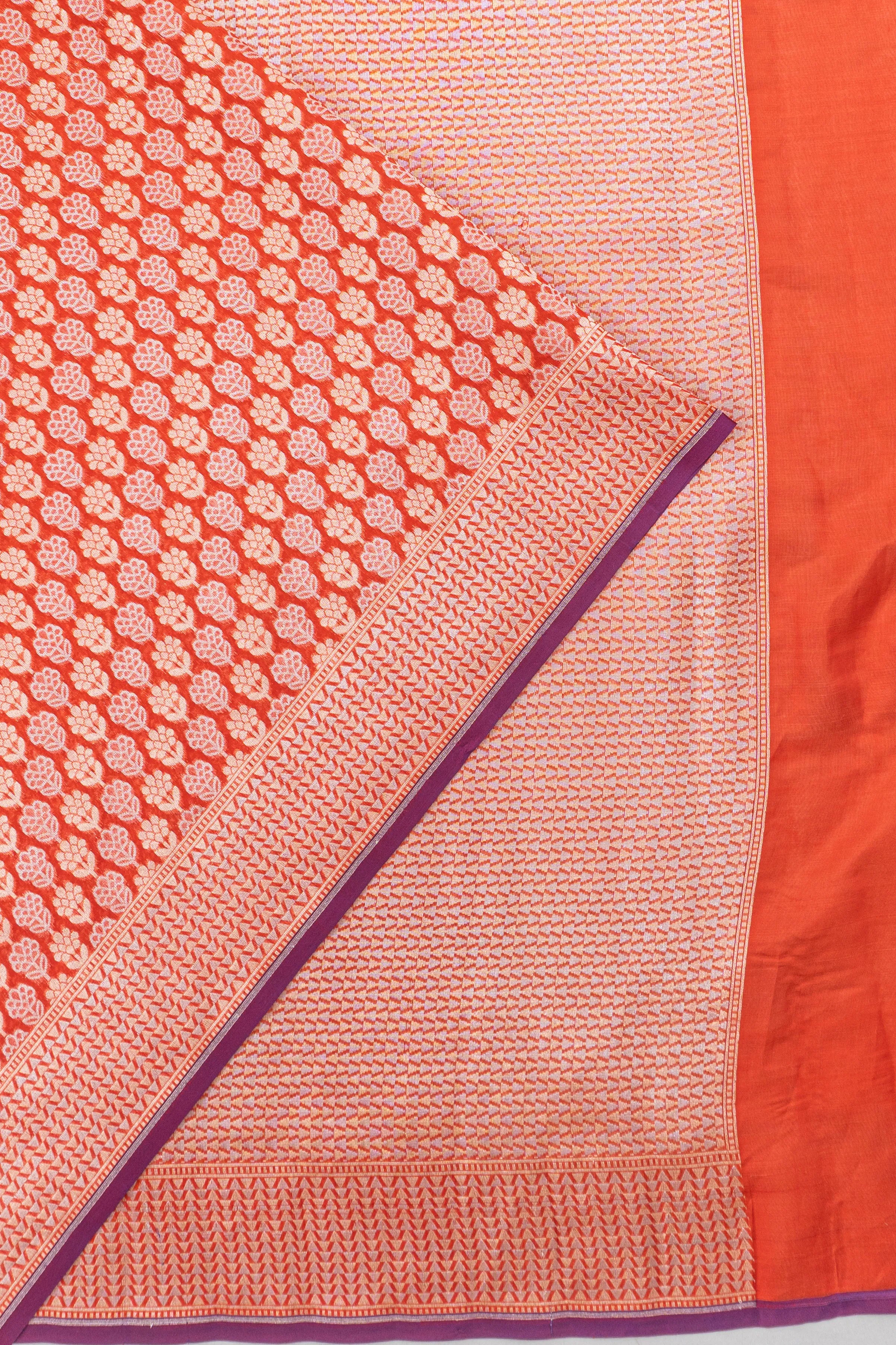 Banarasi Silk Brocade Orange Saree