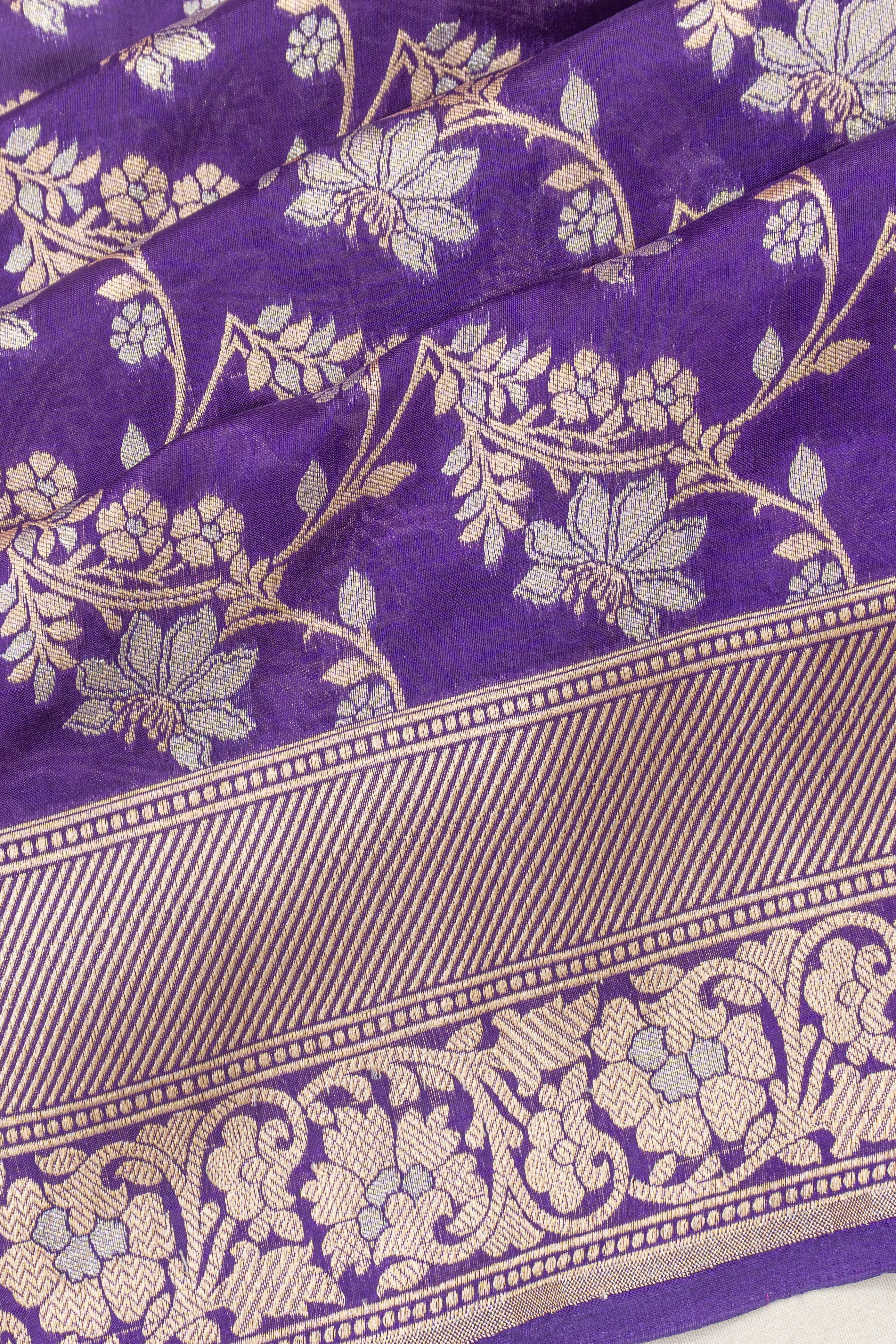 Banarasi Silk Jaal Violet Saree