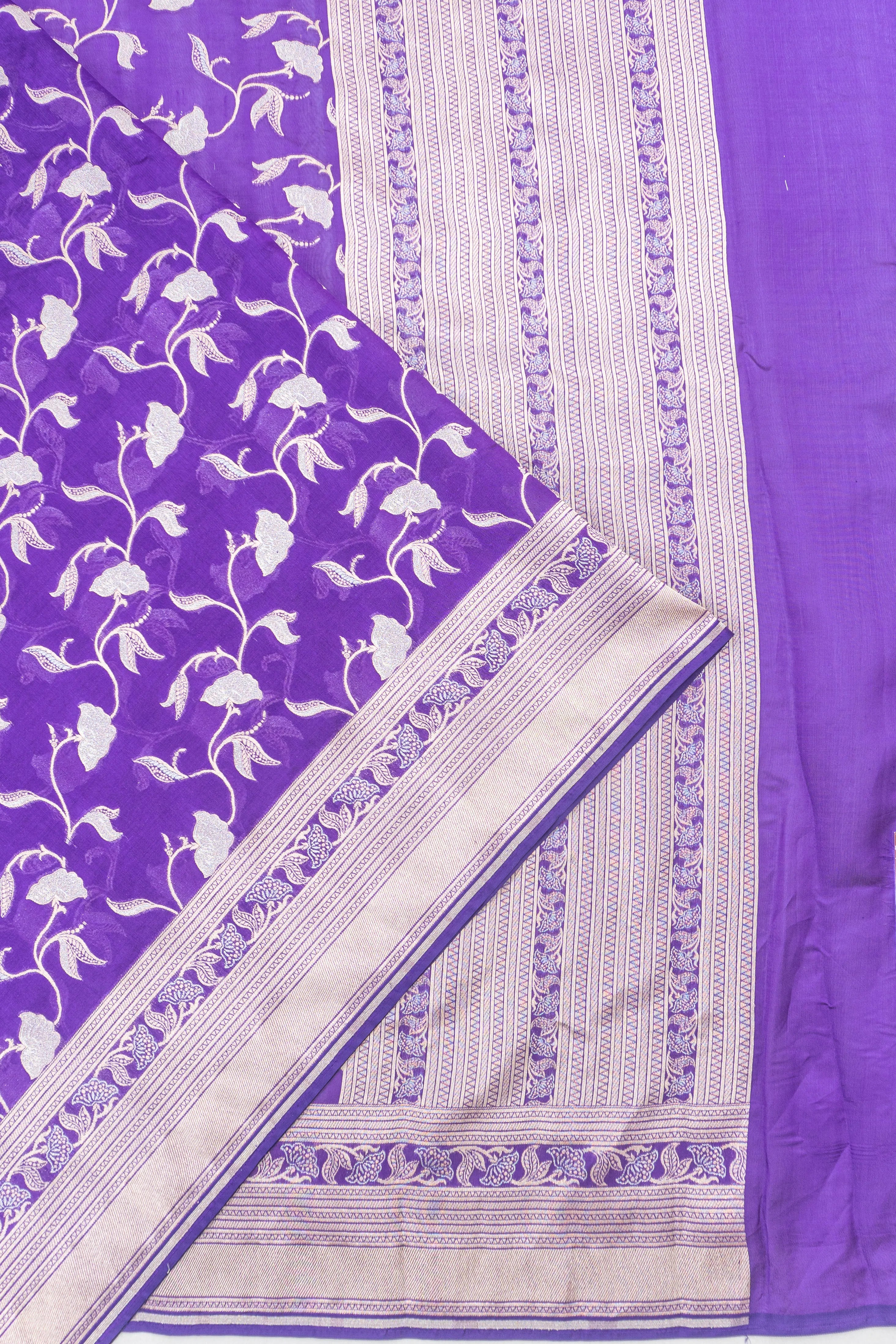 Banarasi Silk Jaal Violet Saree