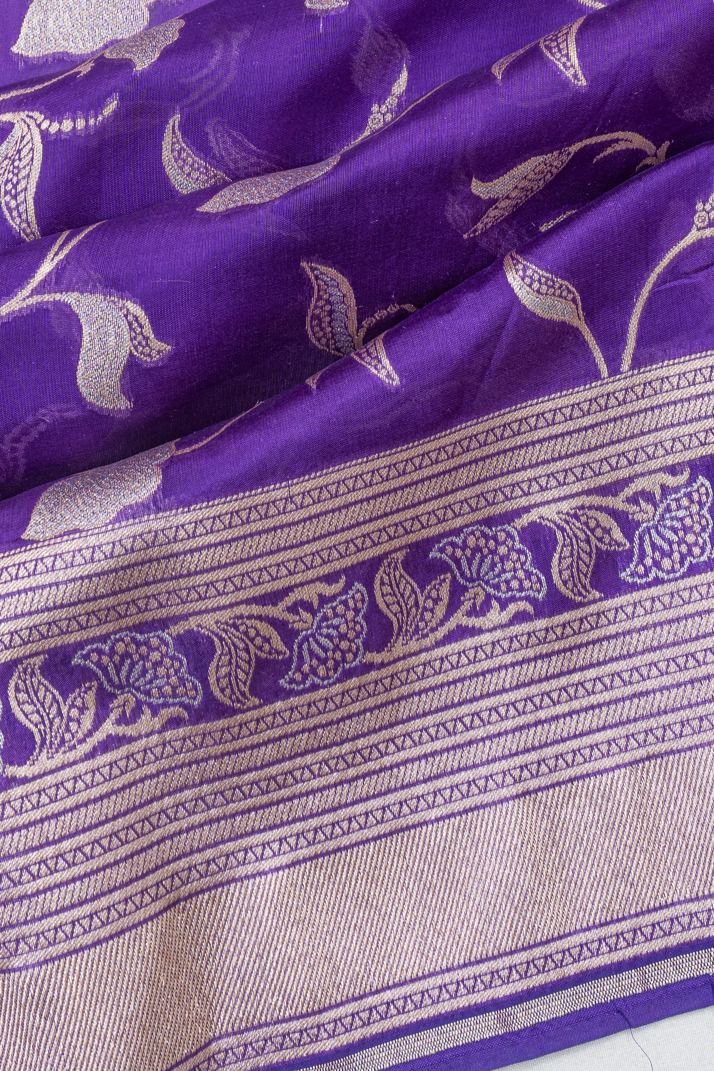 Banarasi Silk Jaal Violet Saree