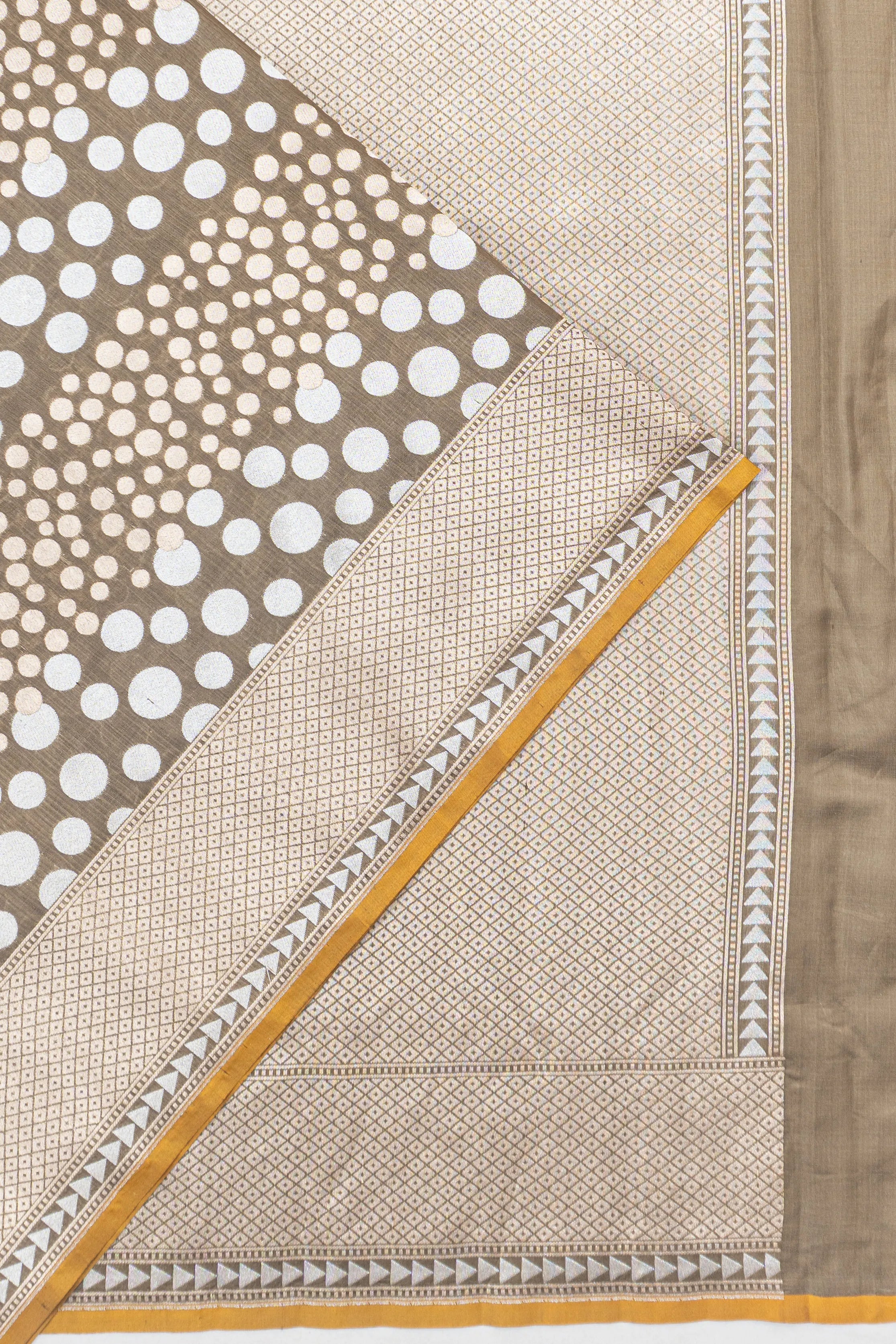 Banarasi Silk Polka Dot Butta Brown Saree
