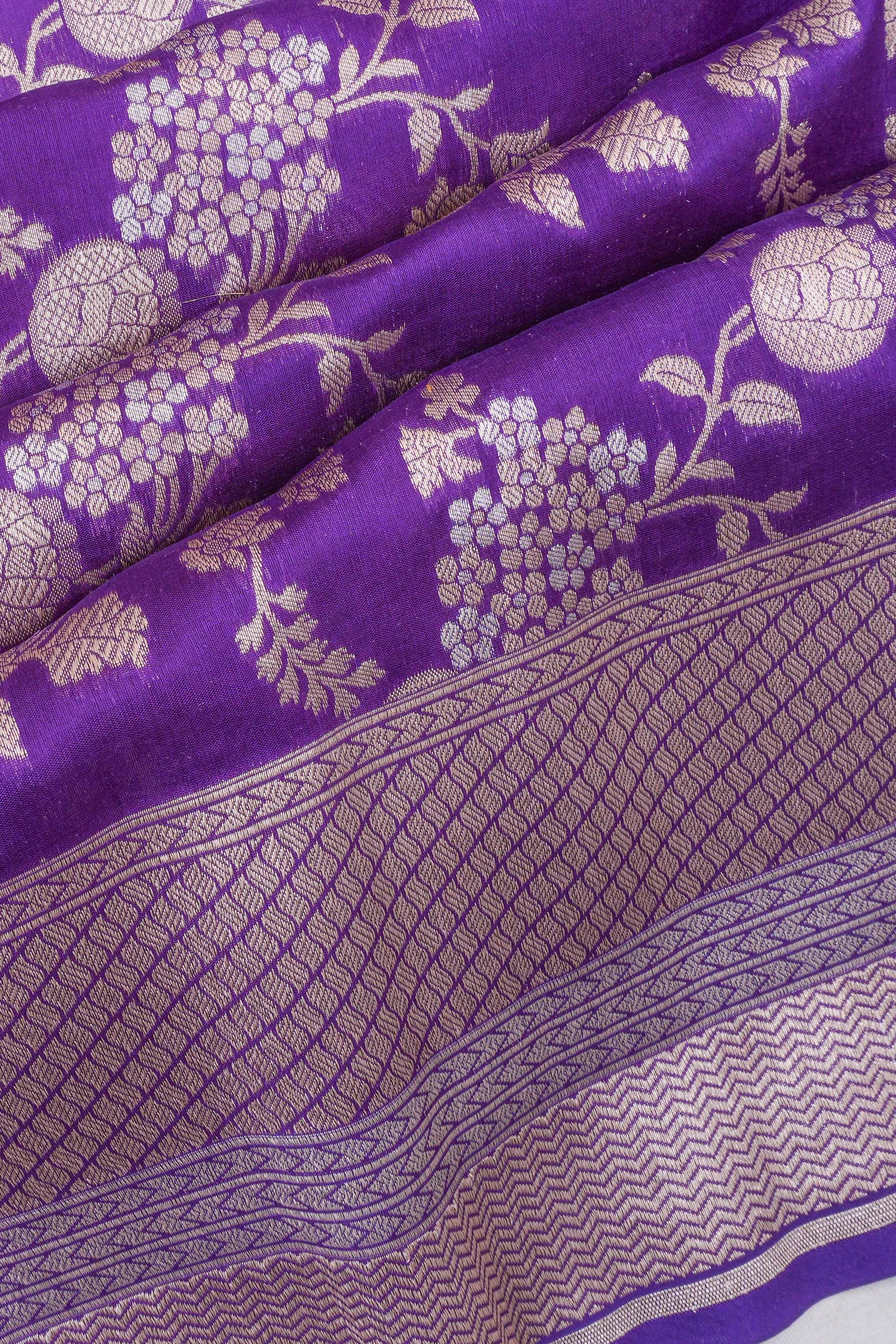 Banarasi Silk Jaal Violet Saree