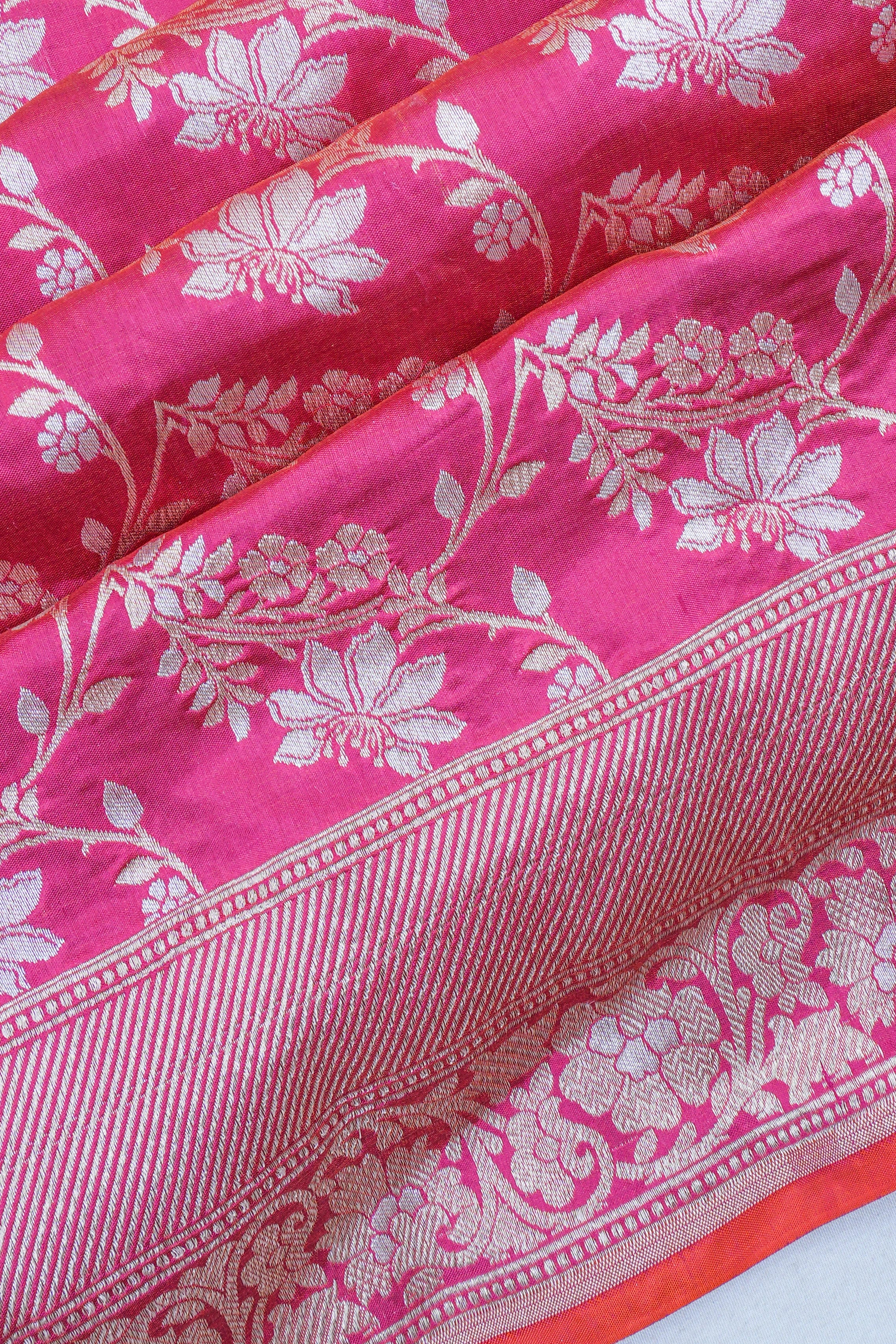 Banarasi Silk Jaal Pink Saree
