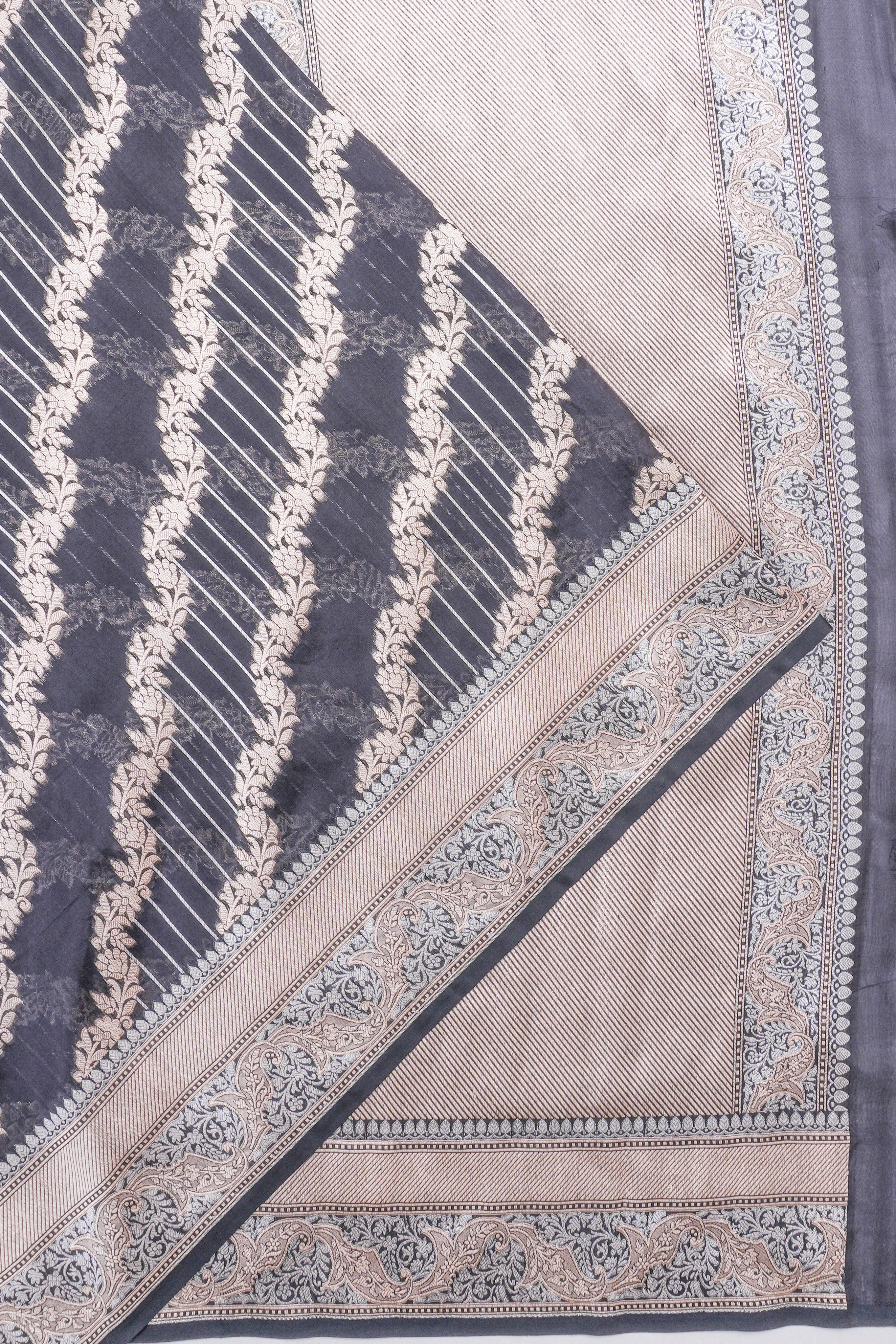 Banarasi Kora Organza Brocade Black Saree
