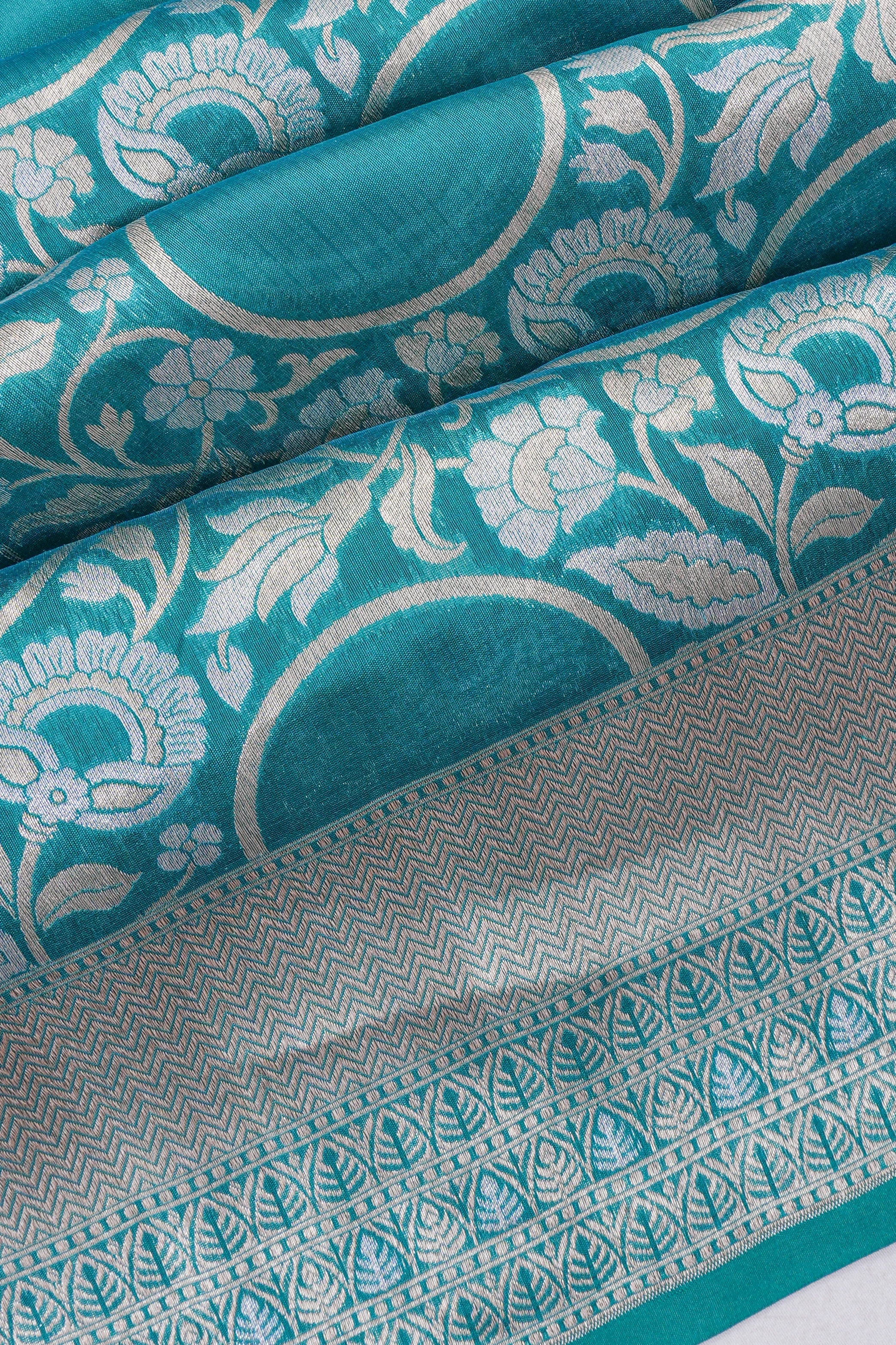 Banarasi Silk Brocade Blue Saree