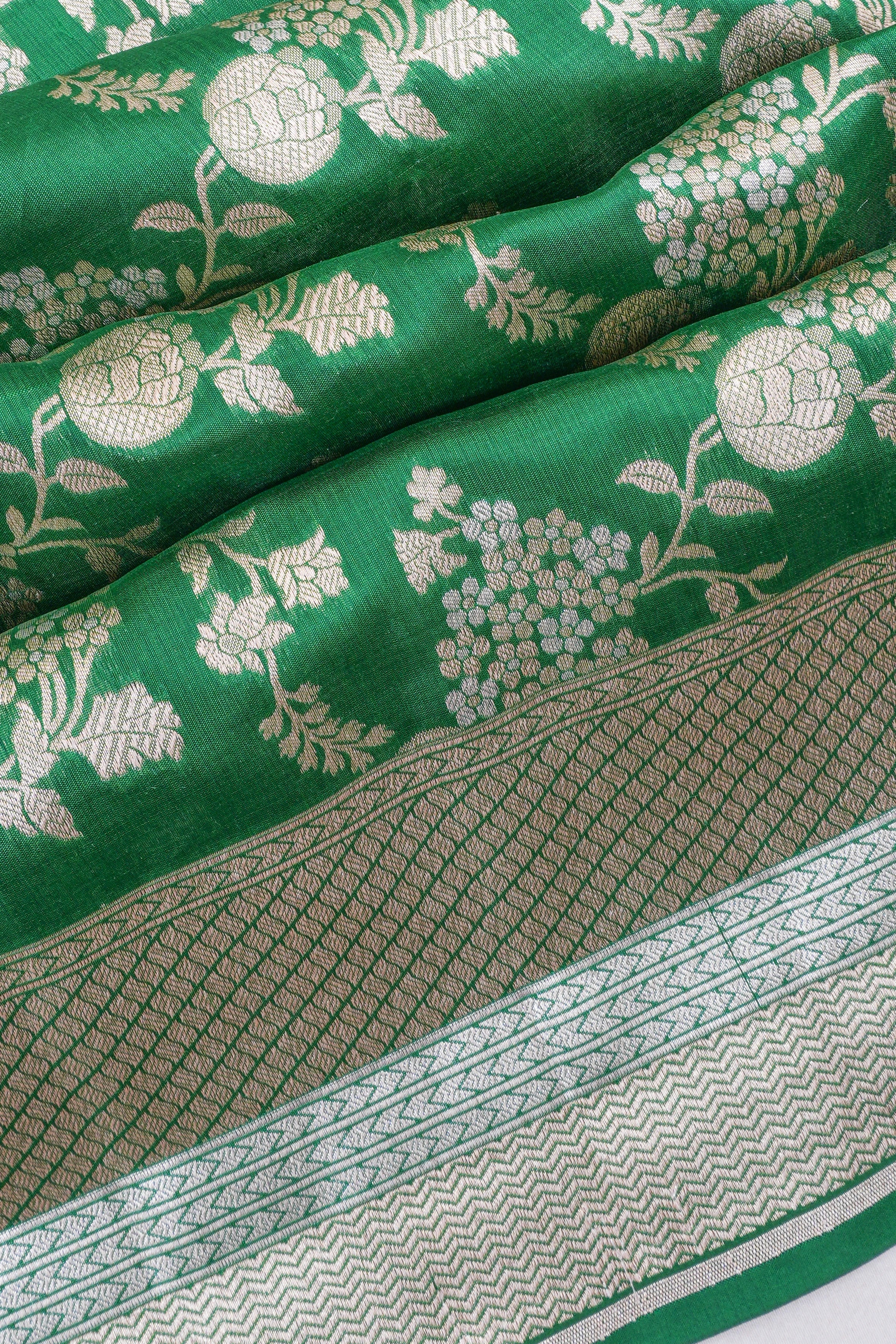 Banarasi Silk Jaal Green Saree