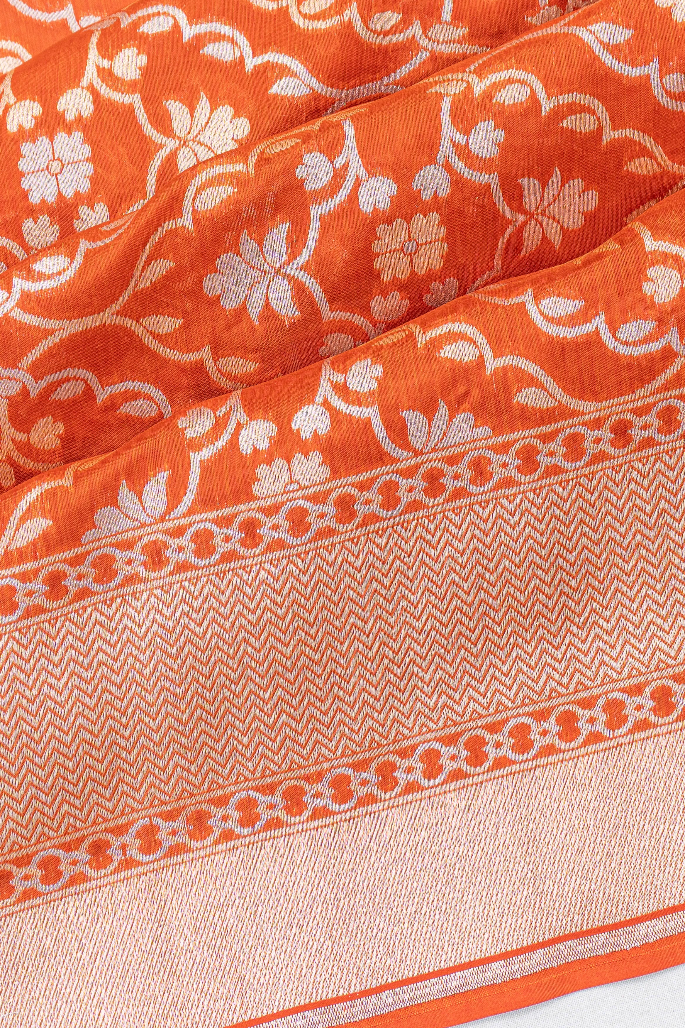 Banarasi Silk Brocade Orange Saree