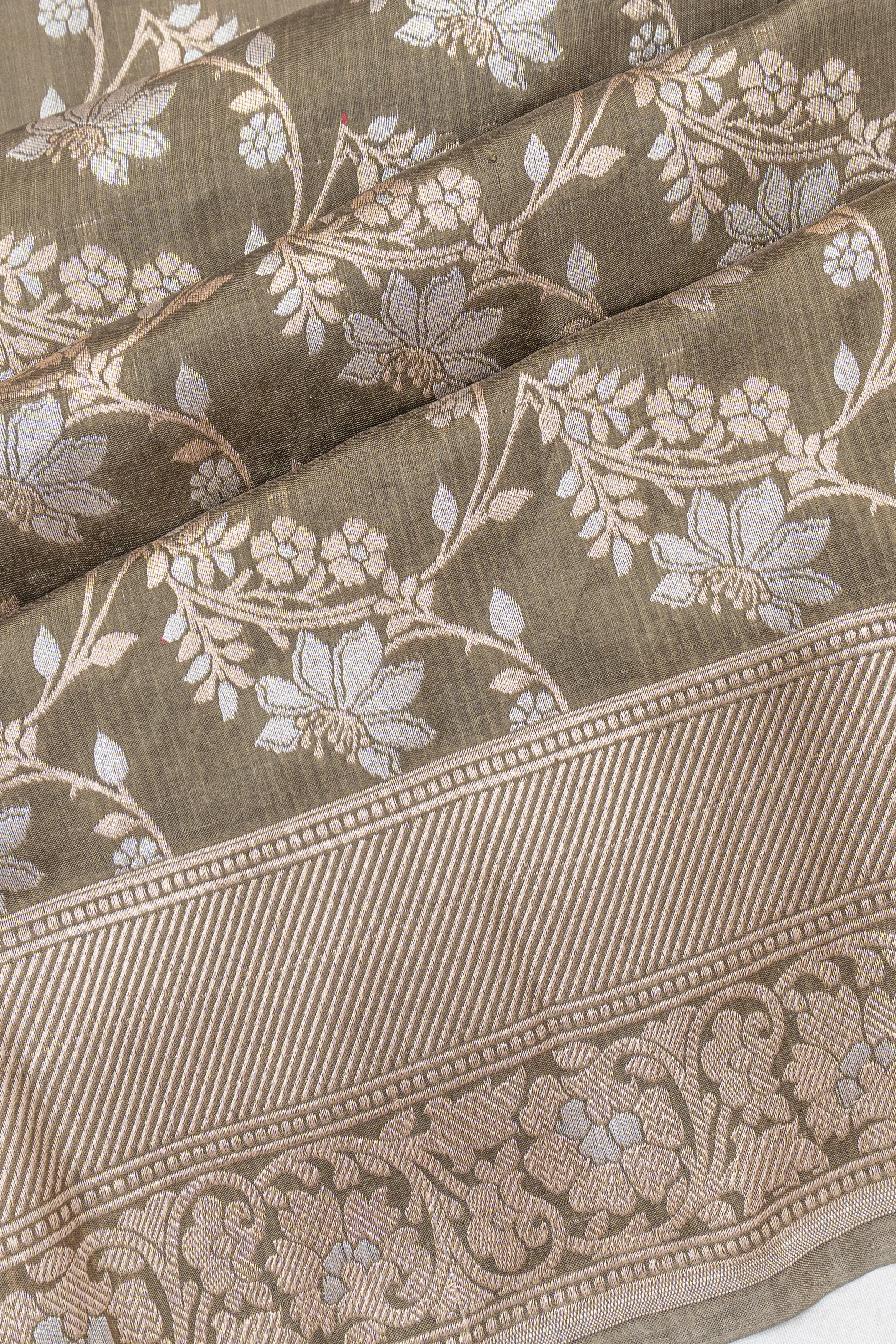 Banarasi Silk Jaal Grey Saree