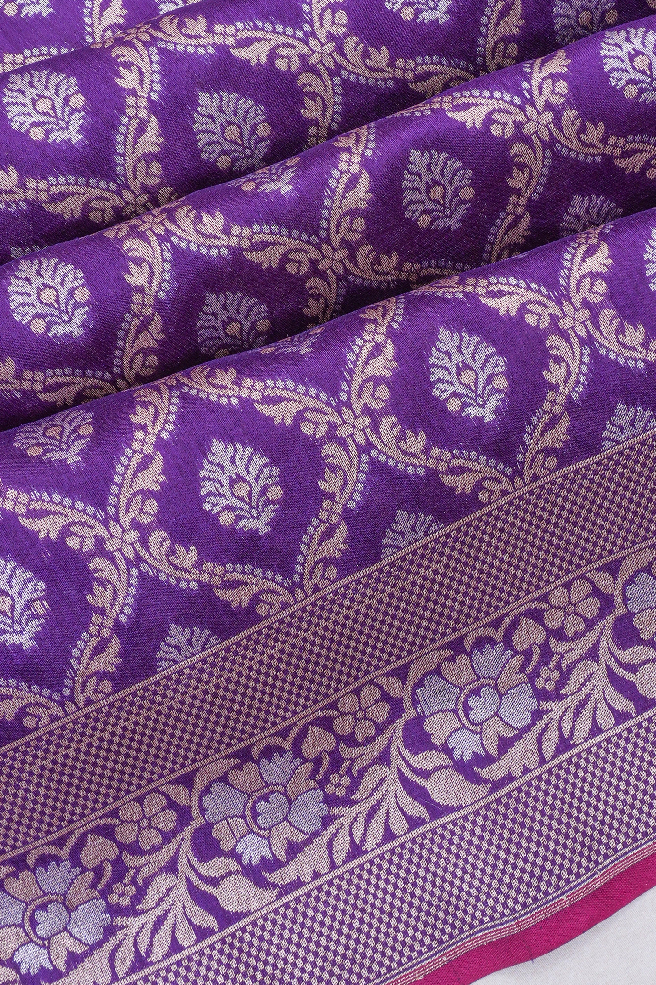 Banarasi Silk Brocade Violet Saree