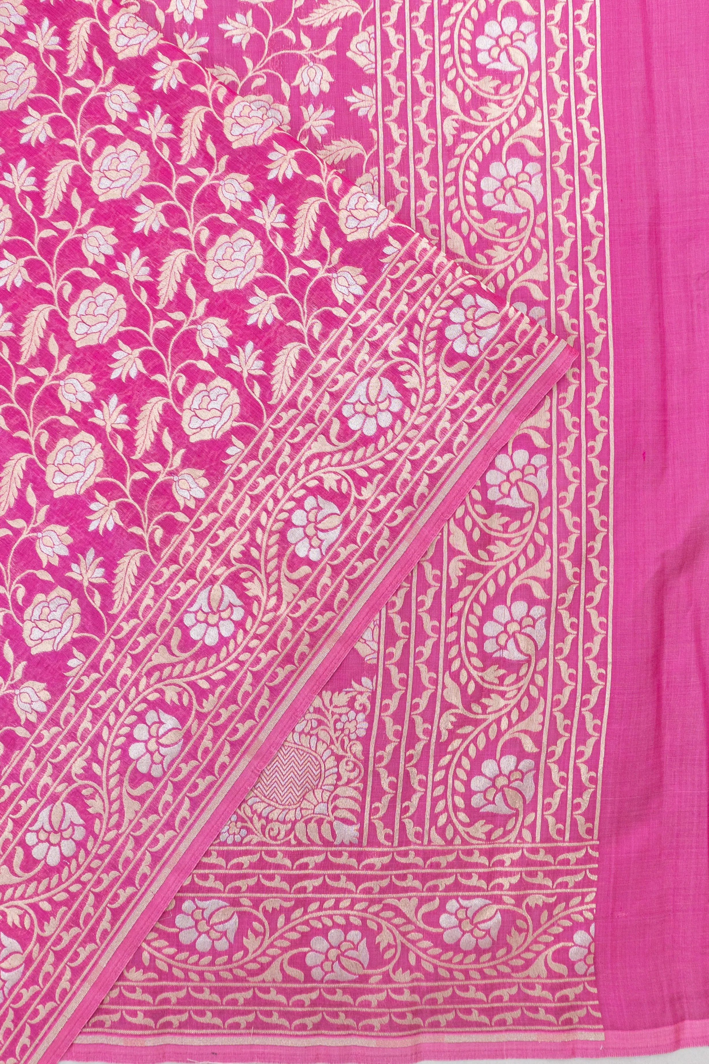 Banarasi Silk Jaal Pink Saree