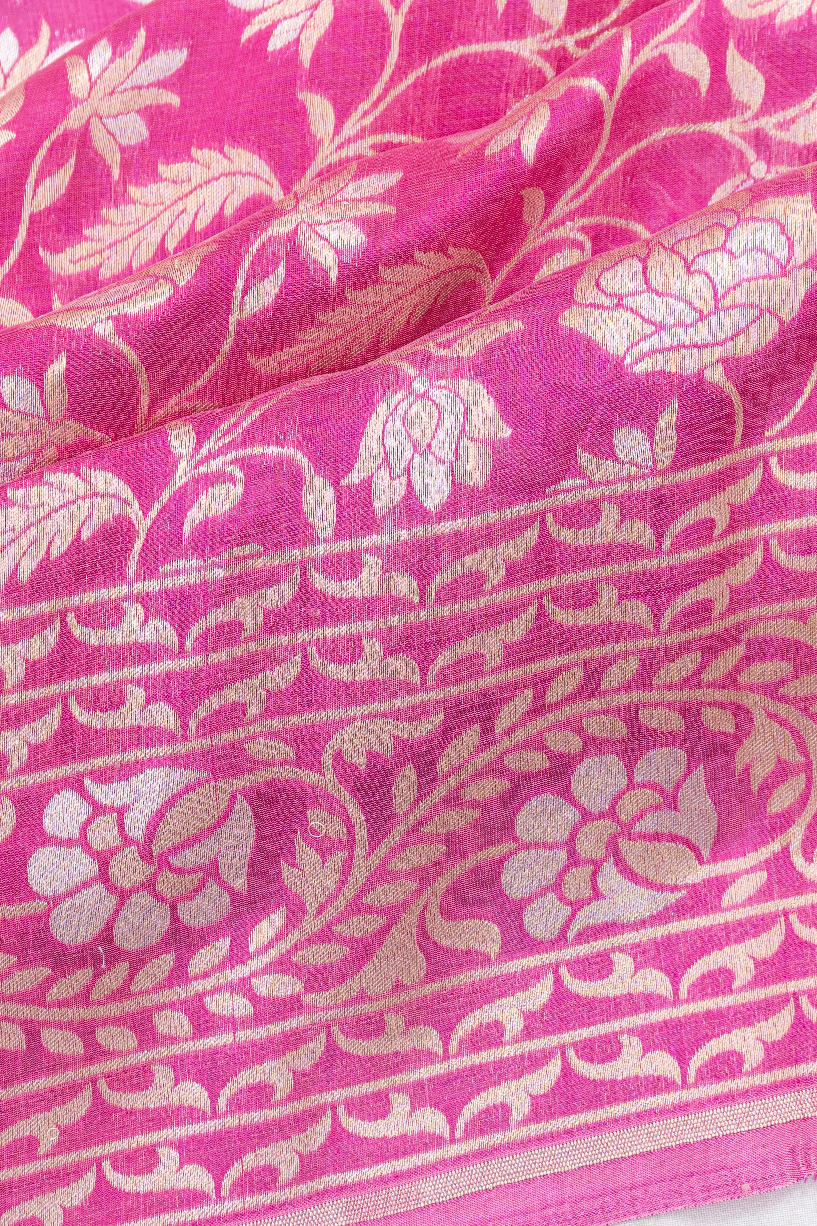 Banarasi Silk Jaal Pink Saree