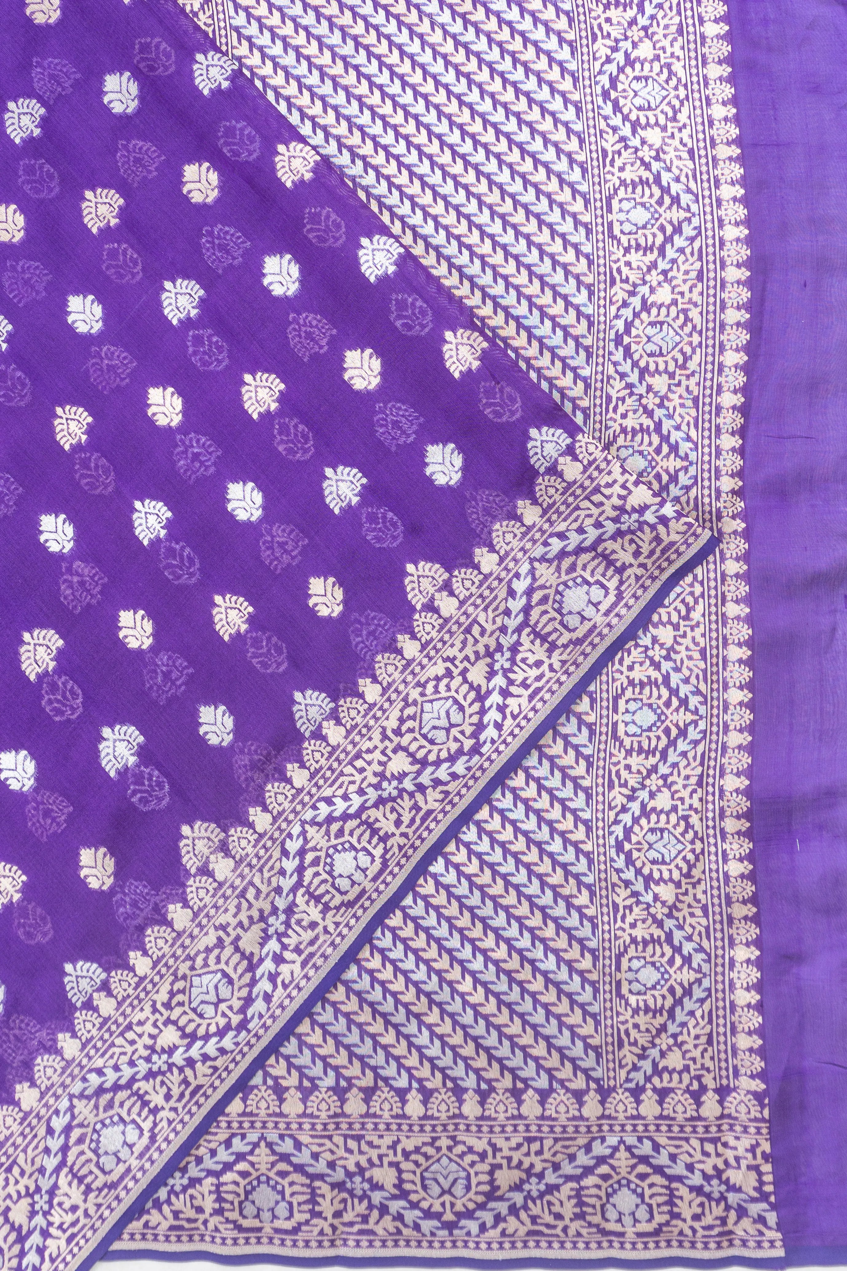 Banarasi Silk Butta Violet Saree