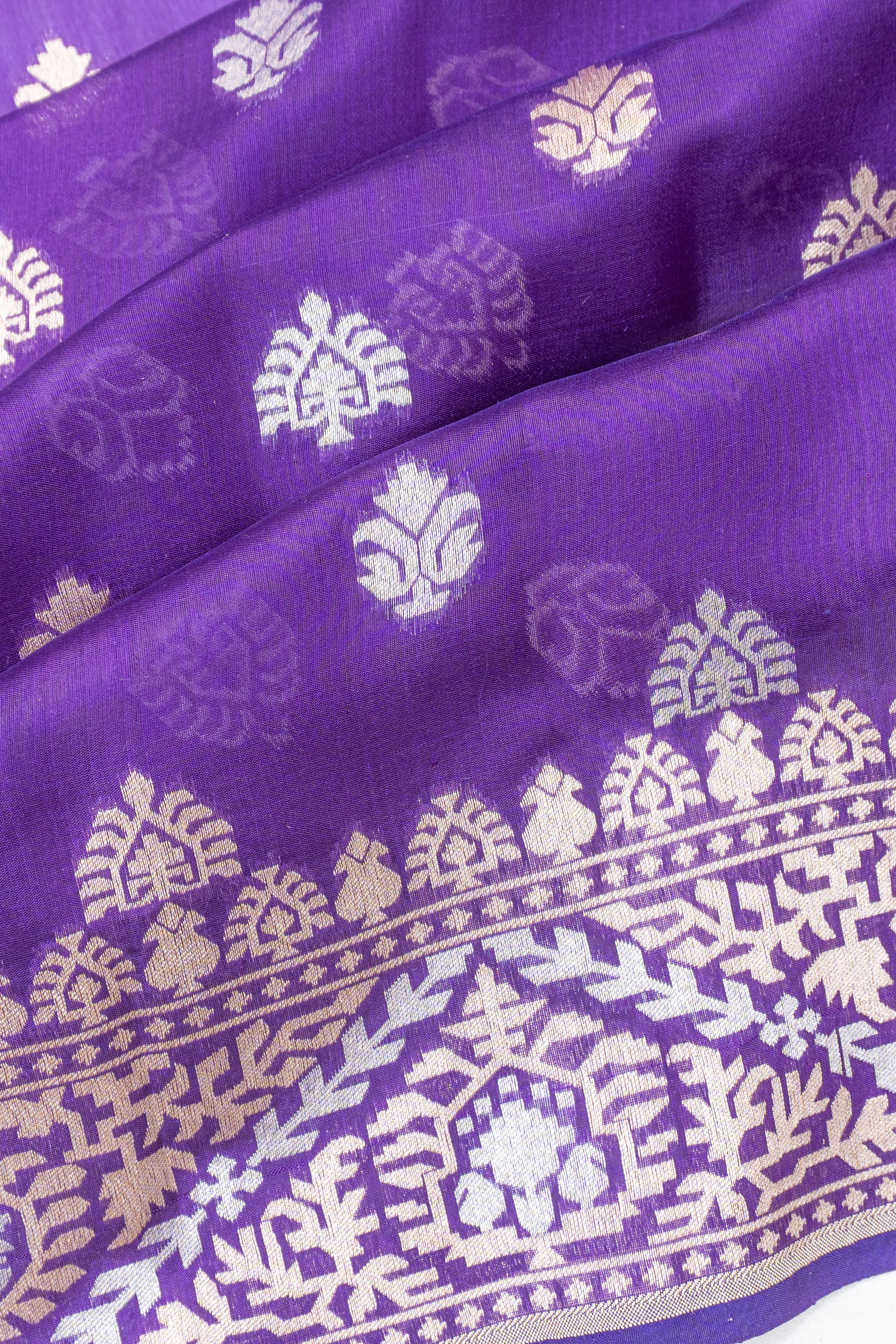 Banarasi Silk Butta Violet Saree