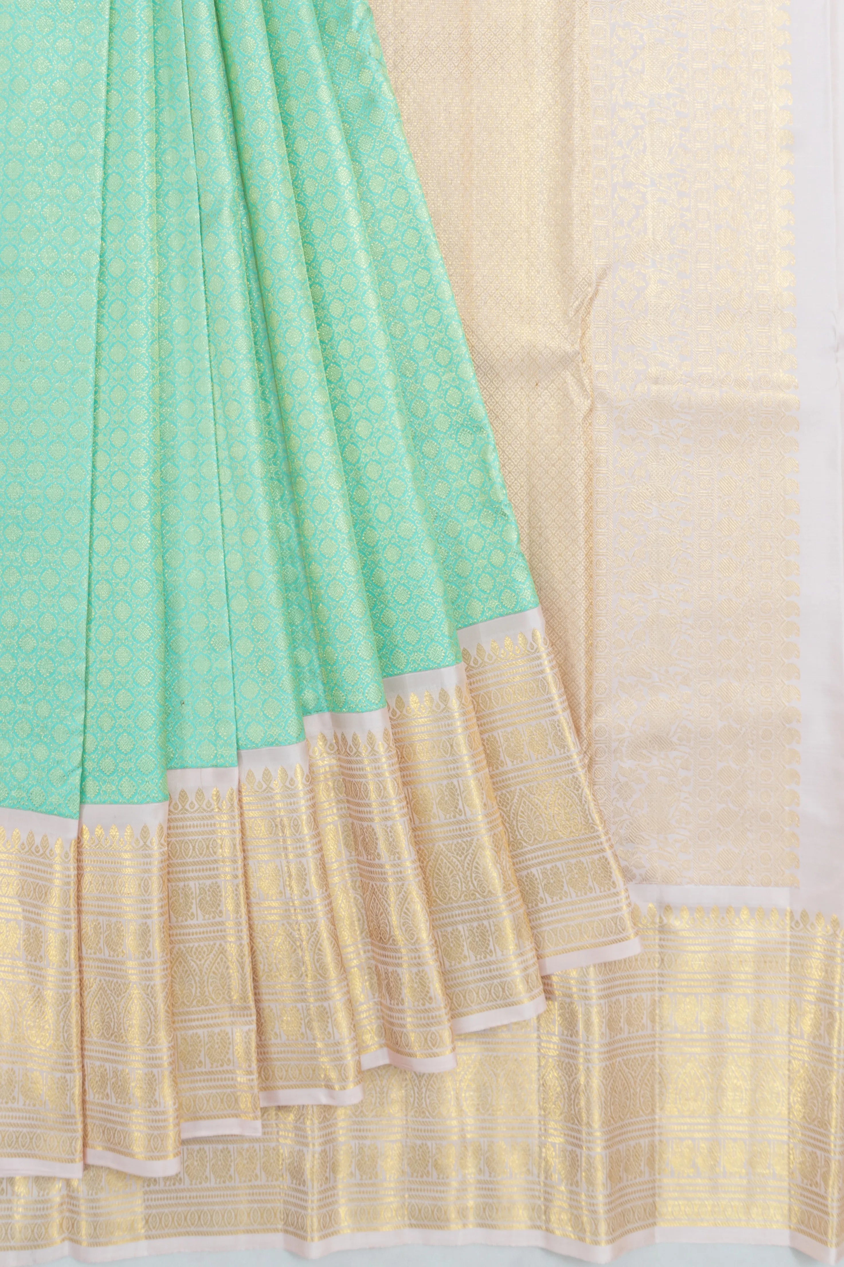 Kanchipuram Silk Brocade Sea Green Saree