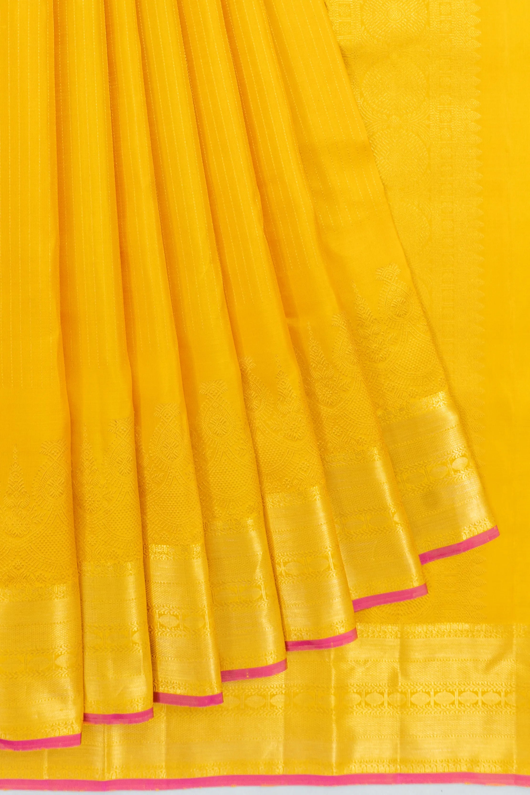 Kanchipuram Silk Lines Yellow Saree