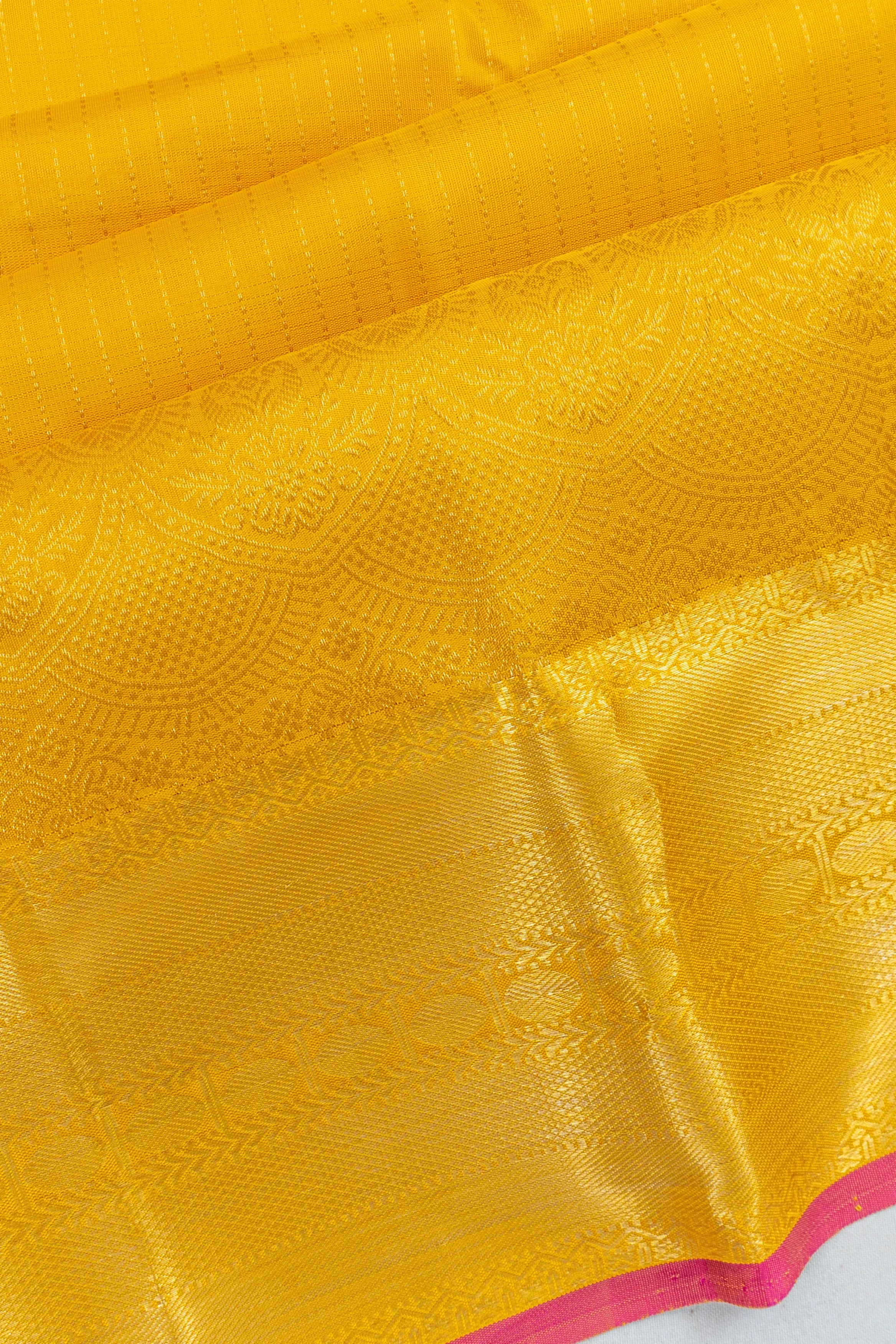 Kanchipuram Silk Lines Yellow Saree
