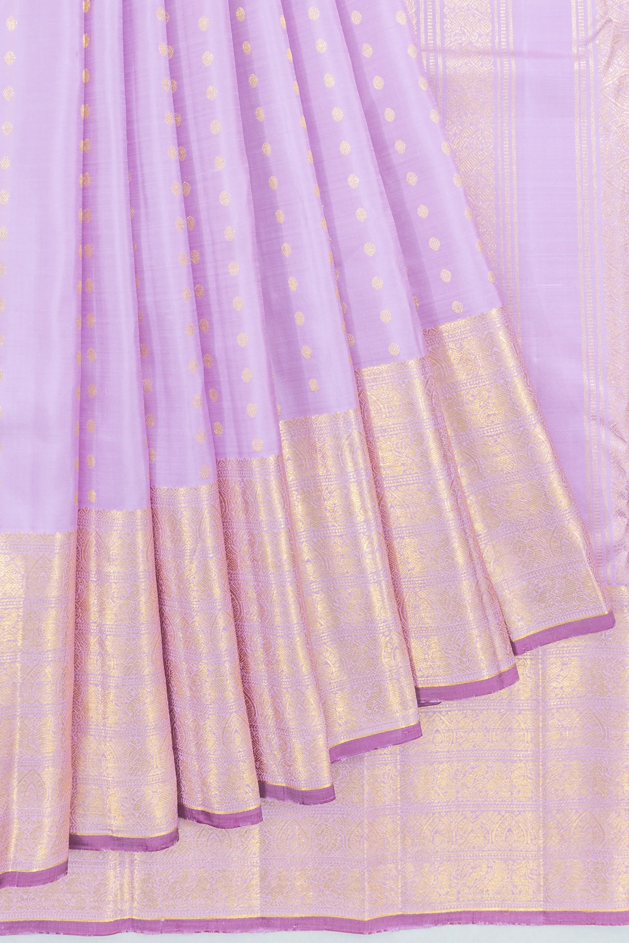 Kanchipuram Silk Butta Lavender Saree With Big Border