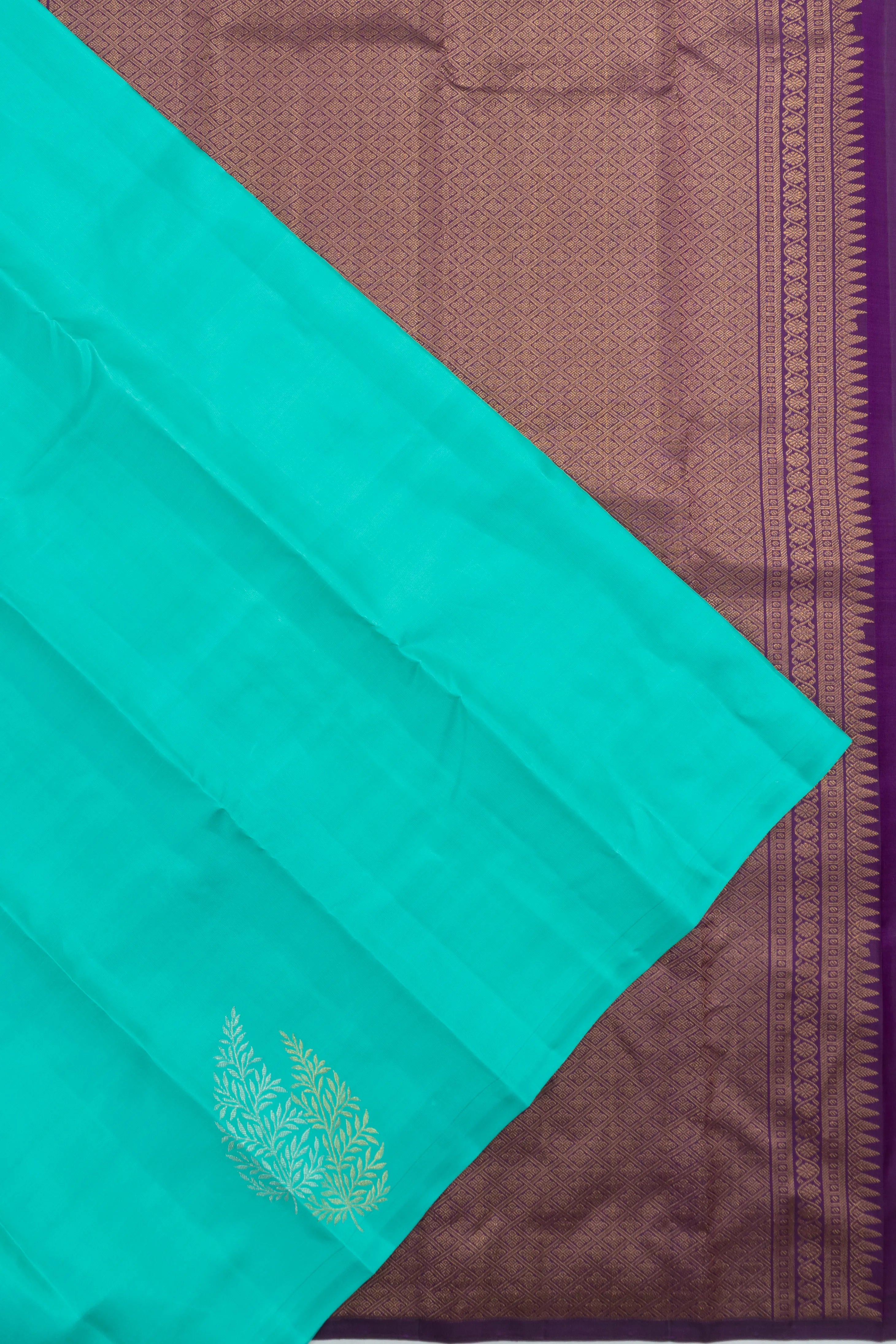 Kanchipuram Silk Butta Sea Blue Saree