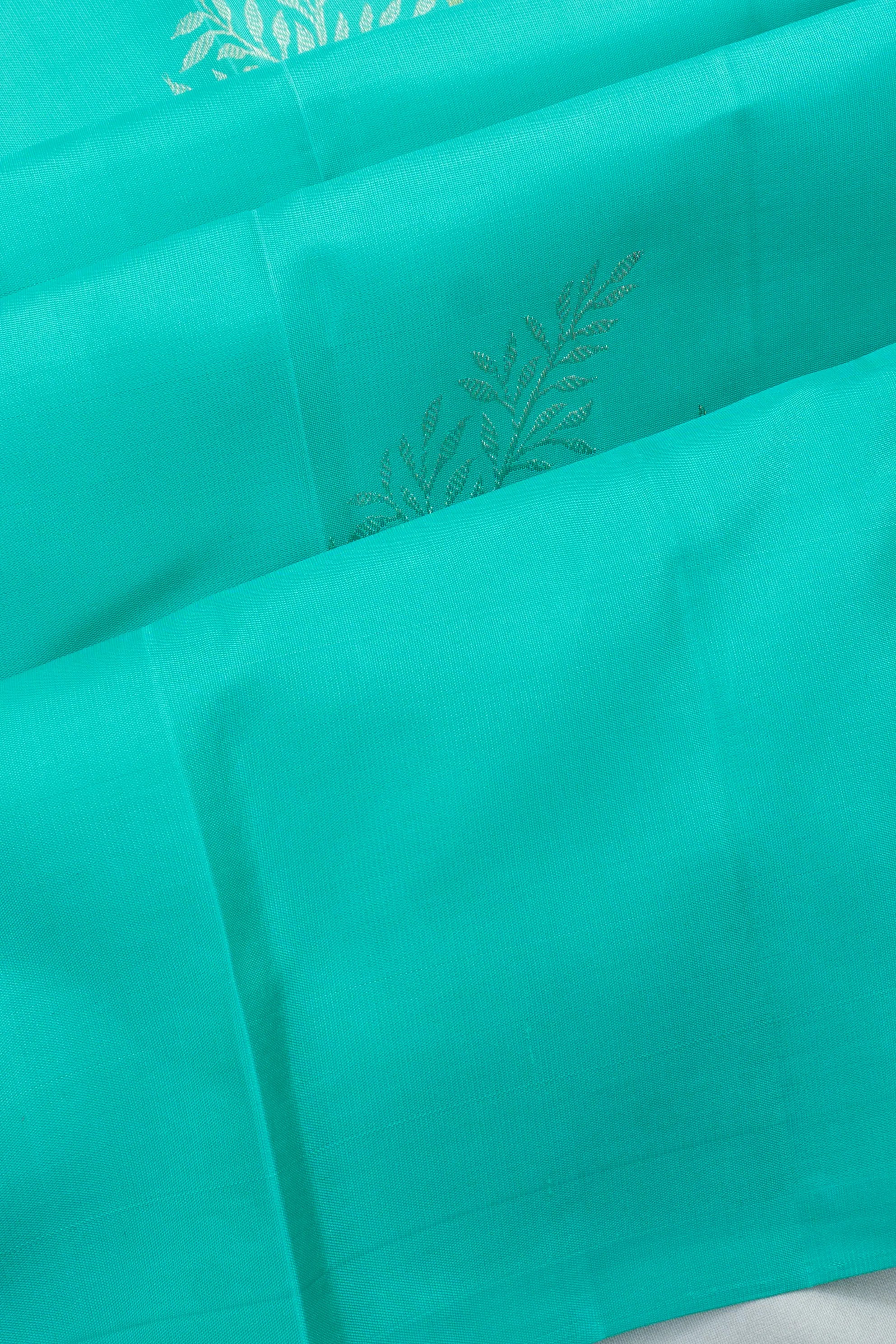 Kanchipuram Silk Butta Sea Blue Saree