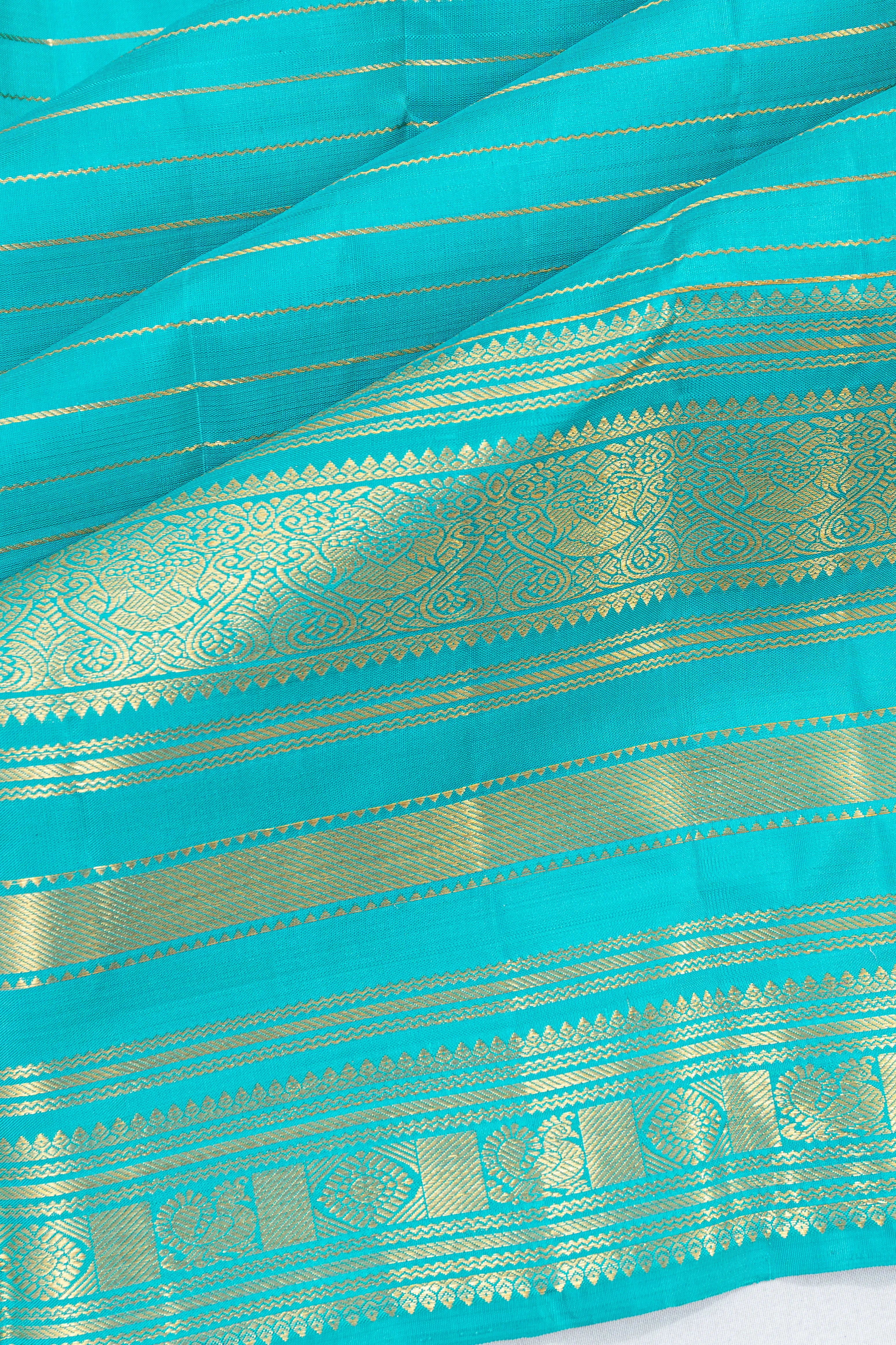 Kanchipuram Silk Lines Blue Saree