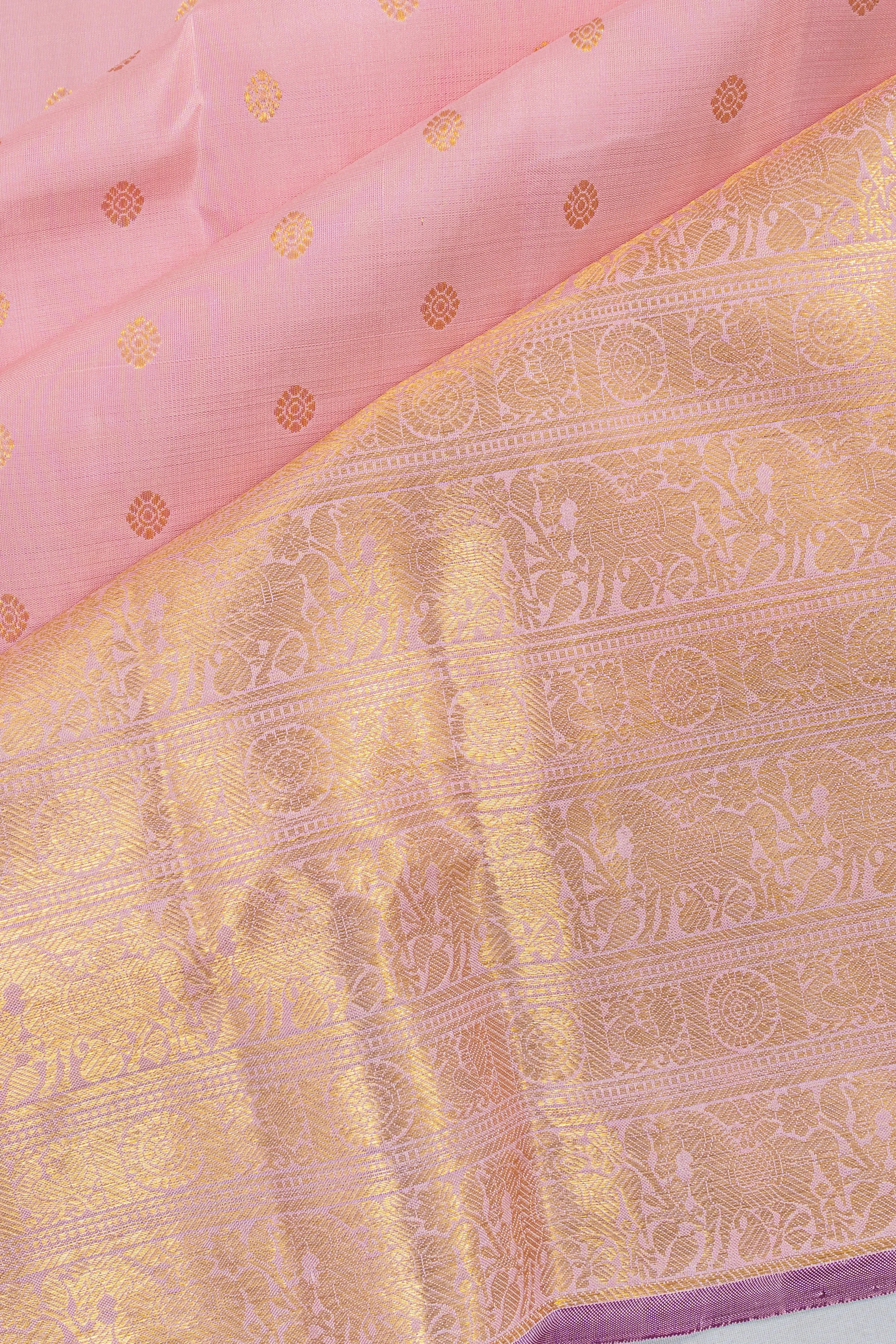 Kanchipuram Silk Brocade Baby Pink Saree