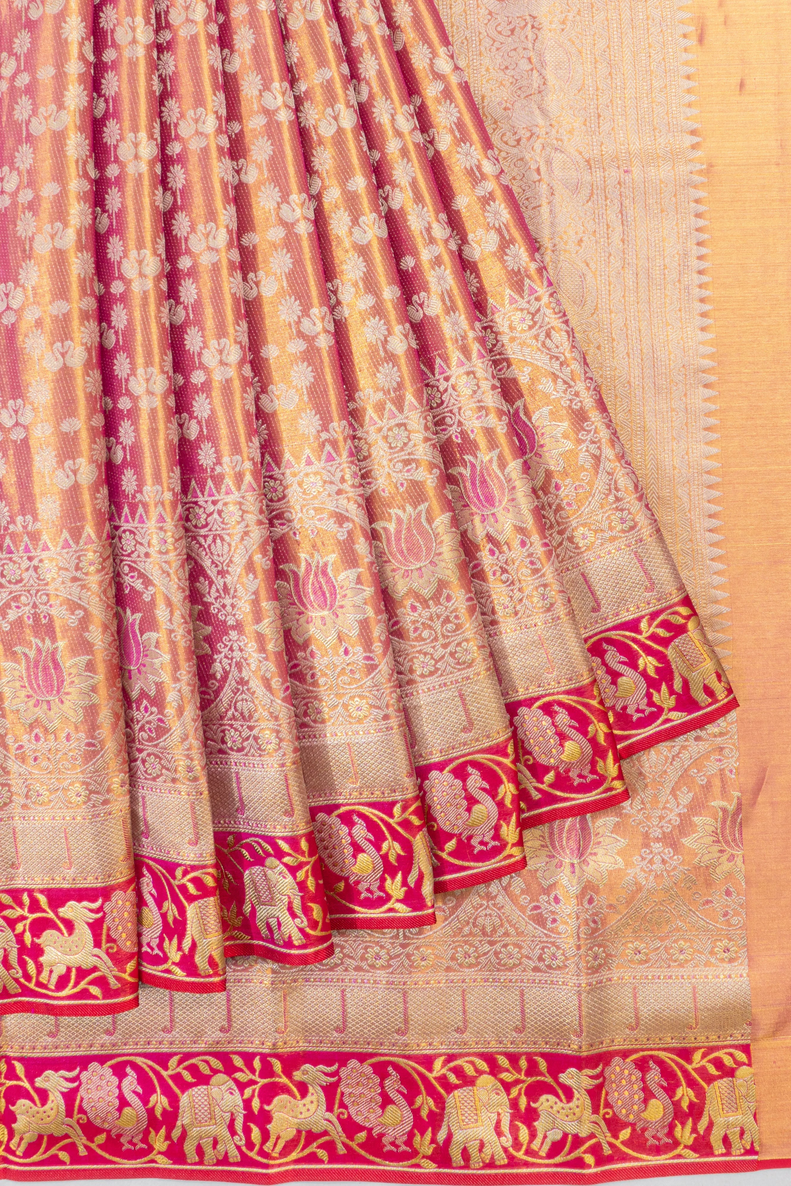 Taranga Kanchi Silk Tissue Brocade Pink Saree